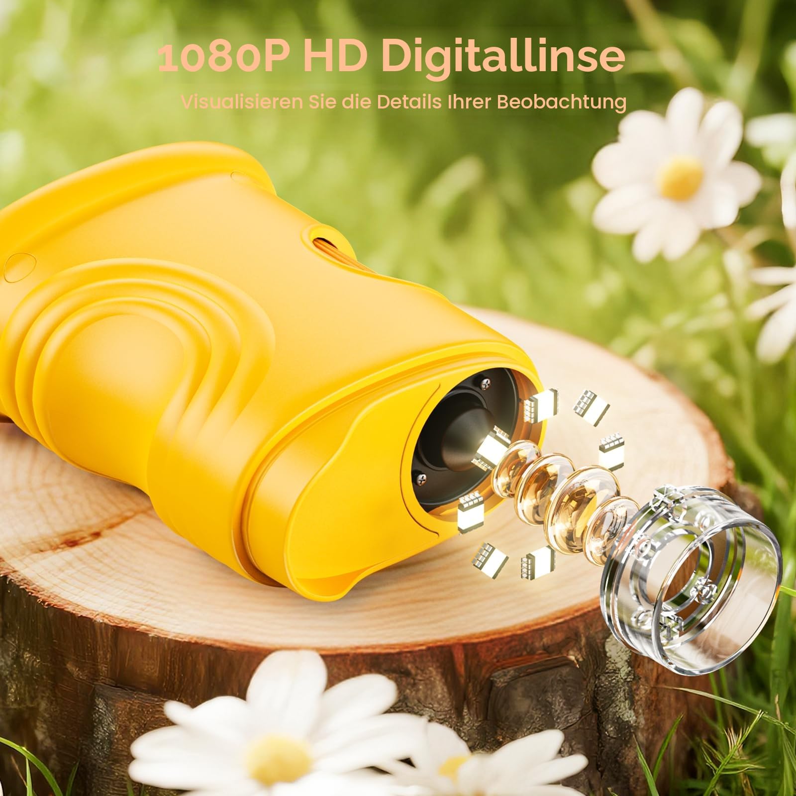 Mikroskop für Kinder, 1080P HD 2.0" Bildschirm Taschenmikroskop, Ashfly Handy Digital Microscope LED Lights -Anschluss an PC, Mini-Mikroskop draussen Geschenke für 4-12 Jährige Orange