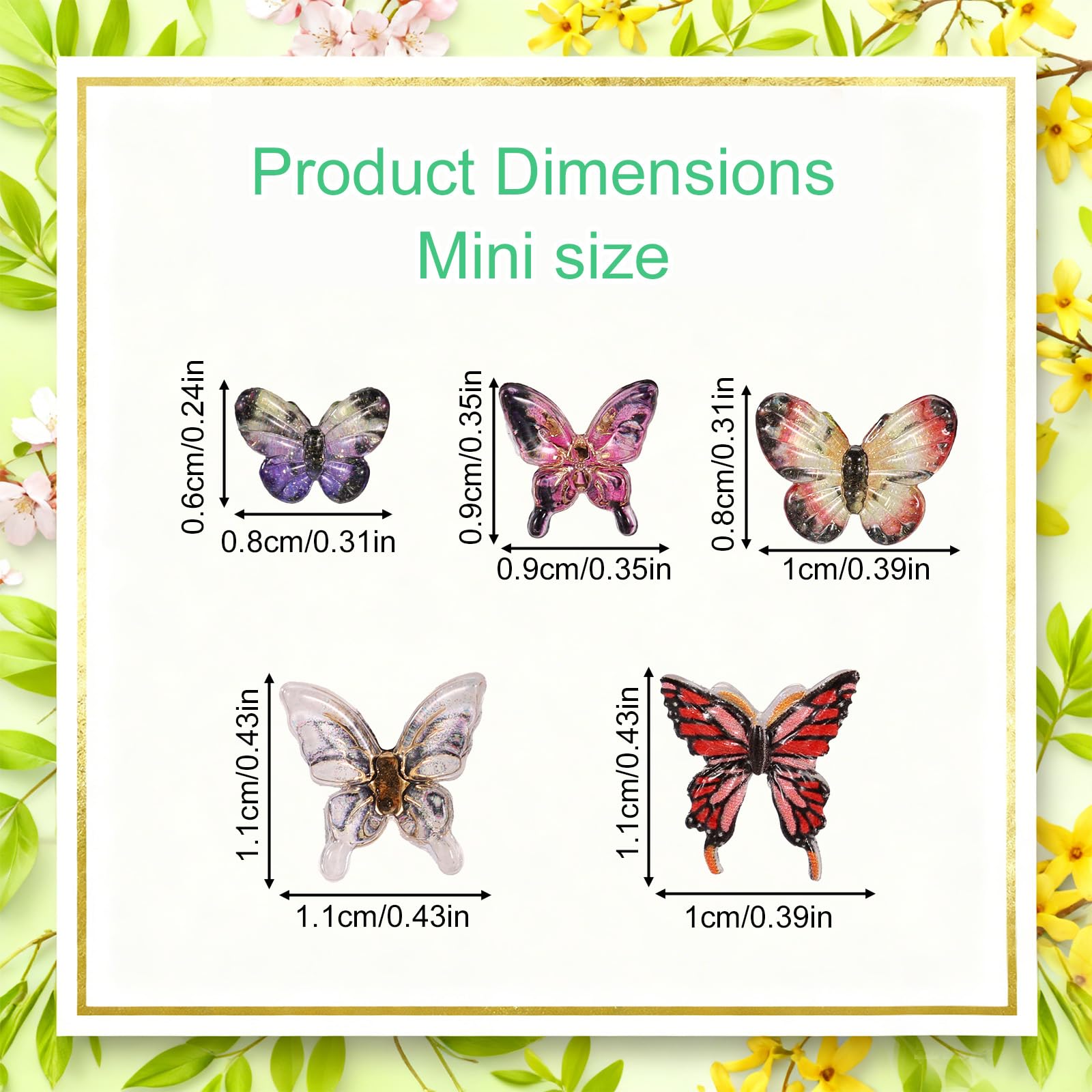 Lyreh 210pcs Mini Papillons en Résine Figurines pour Décoration de Jardins Miniatures