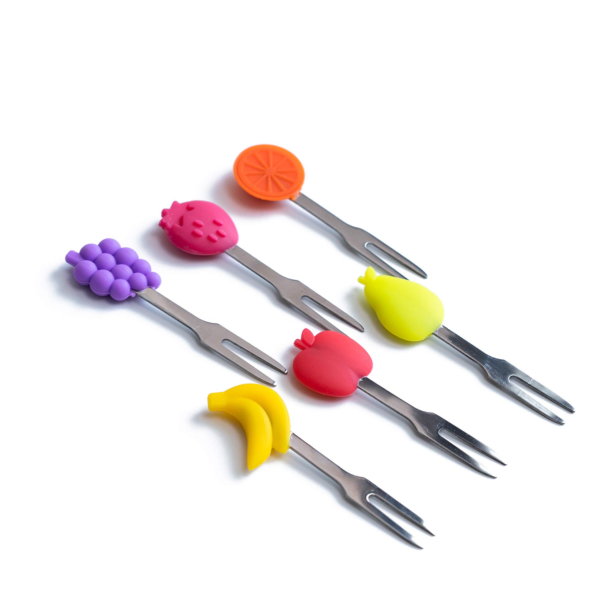 Cocktail Forks, 6-Piece Appetizer Forks, Fruit Shapes, Stainless Steel and Silicone Small Forks for Fruits, Cheese, Appetizers — Amazon image 7