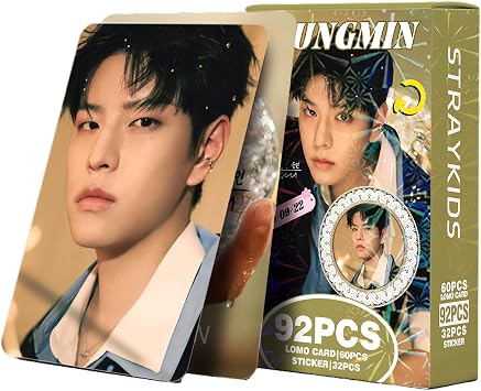 Stray Kids Photocards 92PCS Kpop Straykids Hollow Photocard Set Stray Kids 60PCS Giant Album Cards 32PCS Sticker Pack Boys and Girls Card SEUNGMIN