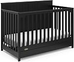 Graco Hadley 5-in-1 Lit convertible avec tiroir (noir) – Crib avec tiroir Combo, Inclut le tiroir de garde d'enfants de taille complète, converti de bébé lit bébé en lit pour tout-petit, lit de jour et lit complet