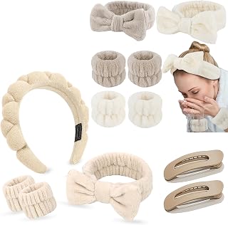WHAVEL Spa Headband Skincare Headband and Wristbands Set Wrist Bands for Washing Face