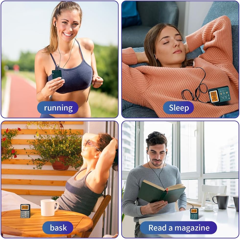 Portable Radio AM FM, Rechargeable Pocket Speaker with Best Reception Digital Tuning, MP3, Stereo Earphone, Large LCD Screen, TF Card Socket, Transistor Radio for Jogging/Gym/Camping… - Image 6