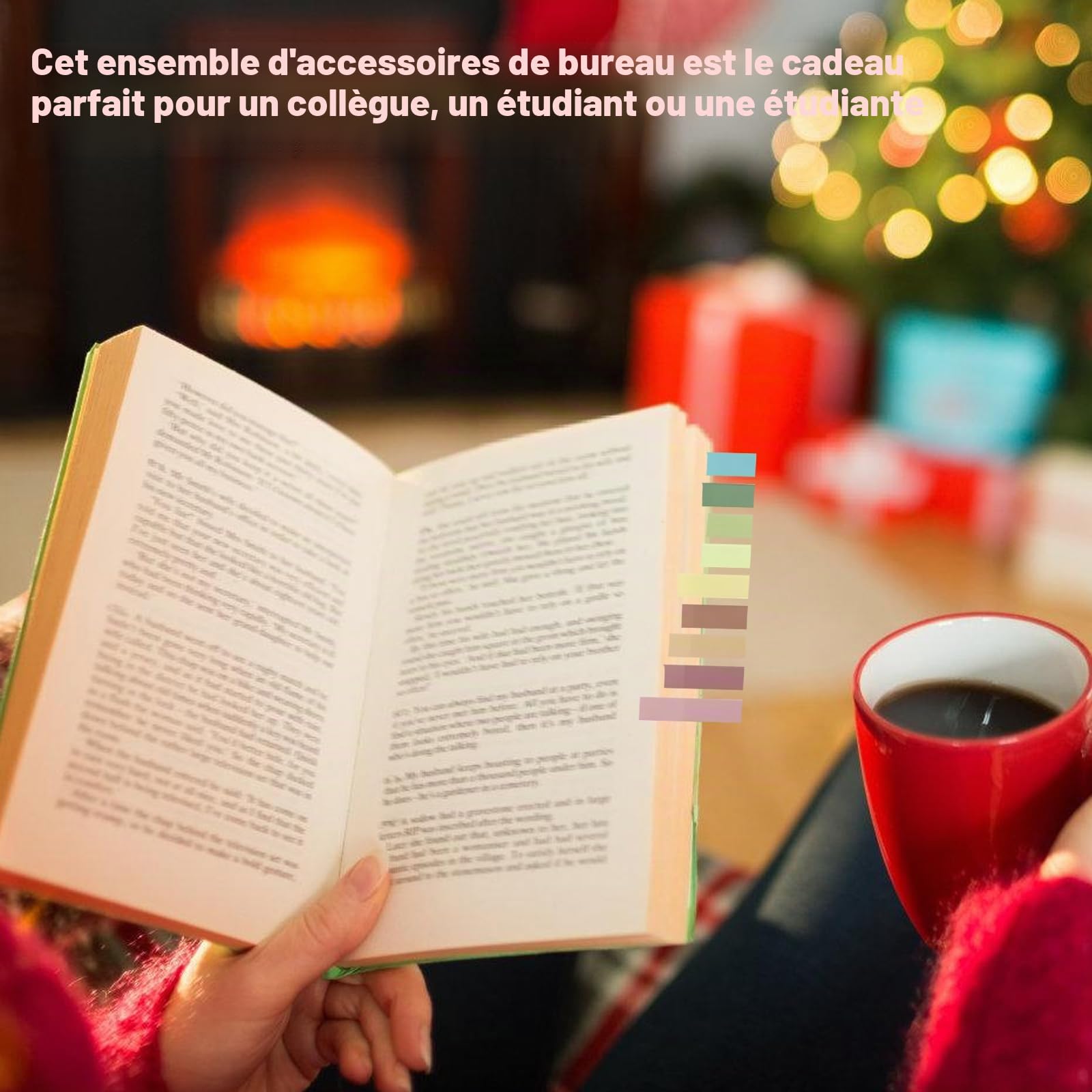 Fournitures de Bureau Roses: Ensemble de Fournitures de Bureau, Kit d'accessoires de Bureau avec Agrafeuse, Distributeur de Ruban Adhésif, ôte-agrafes, Clips, Ciseaux, Onglets