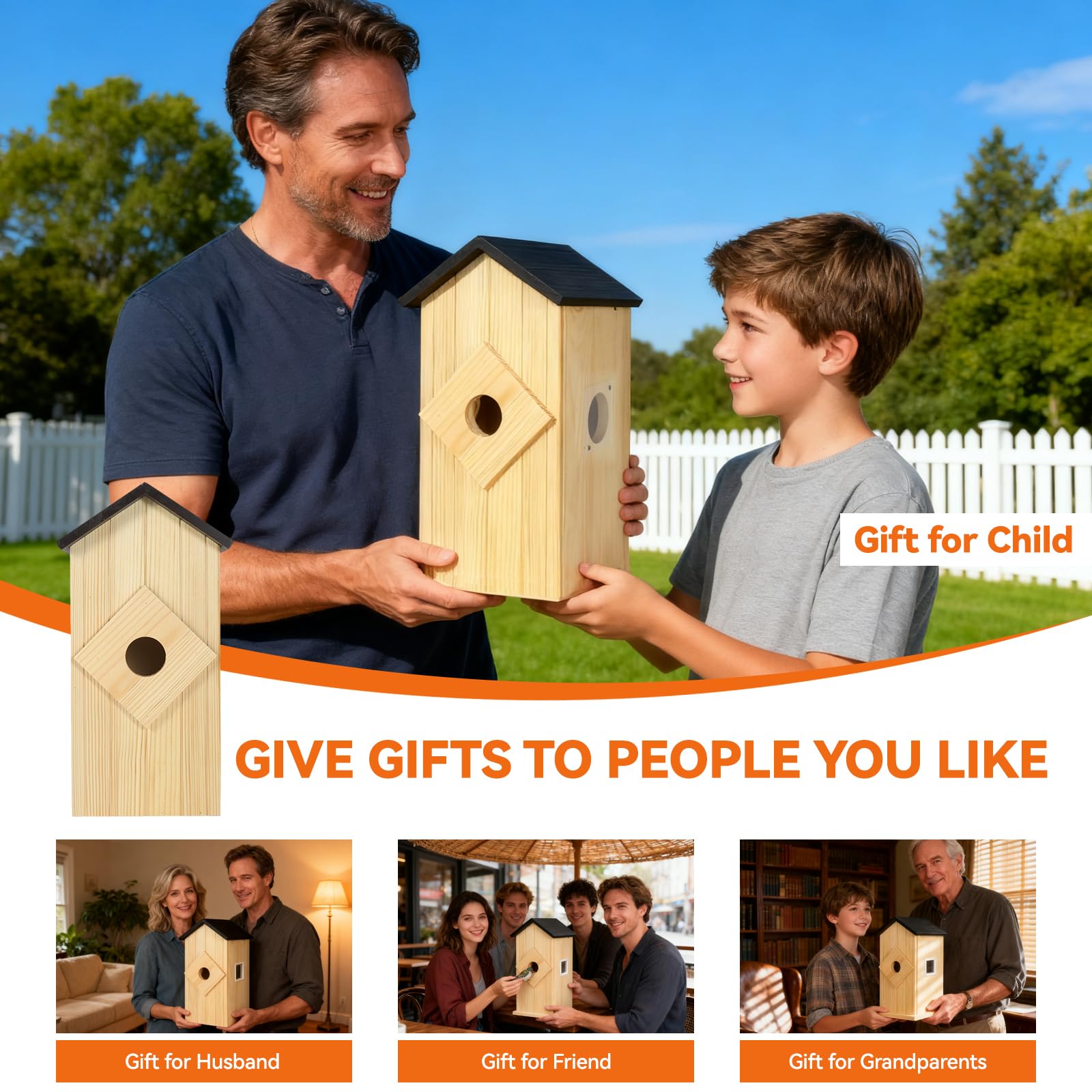 Vogelhaus mit Kamera, solarbetrieben, Vogelhaus-Kamera zum Aufhängen im Freien, Holz: 2,5 K HD, kabellose Vogelhaus-Kamera für den Außenbereich, dekorative Box, Geschenk für Bluebird