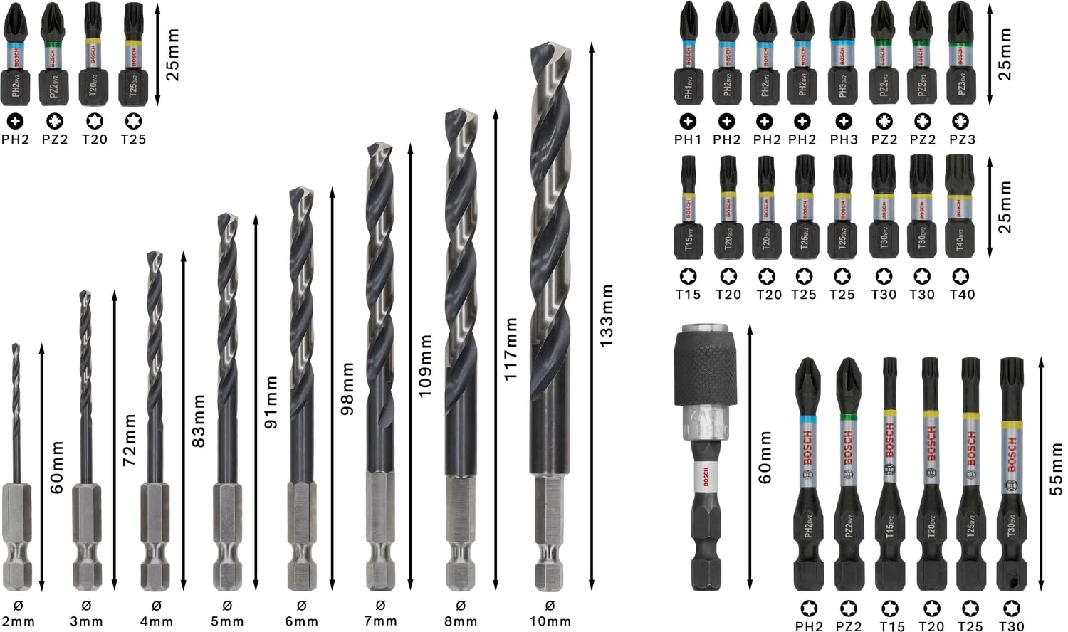 Bosch 35 x PRO Impact zestaw metalowy, 35-częściowy (do stali, żeliwa, 200 x 107 mm, profesjonalne akcesoria śrubokręt, śrubokręt)