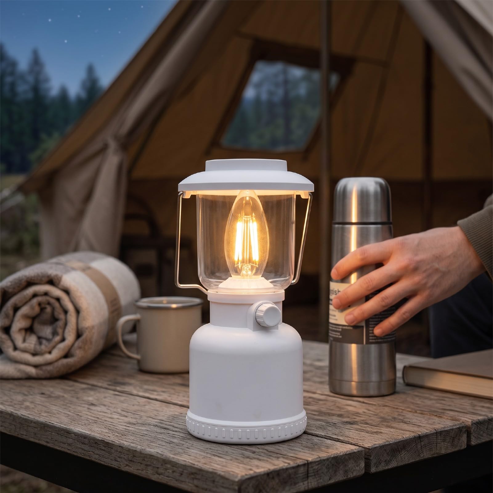Lanterna da Campeggio Ricaricabile, Lampada di Emergenza | Impermeabile IP68, Batteria 1800 MAh per Uragani, Gancio per Tenda
