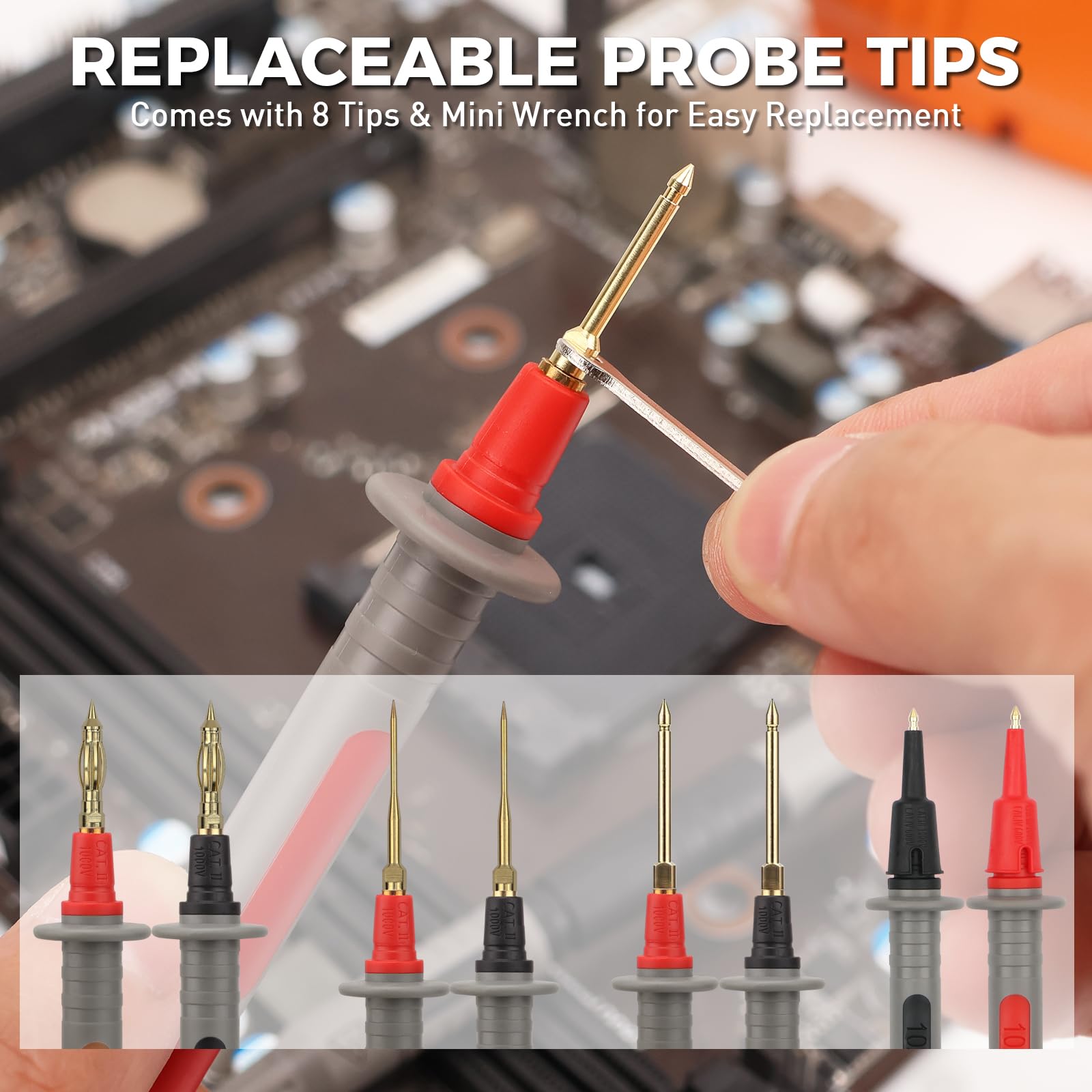 29-Piece Multimeter Test Leads Set, CAT.III 1000V / CAT.IV 600V Multimeter Probes with Alligator Clips, Piercing Probes, Needle Probe, Replaceable Probe Accessories, Soft PVC Volt Meter Lead — Amazon image 5