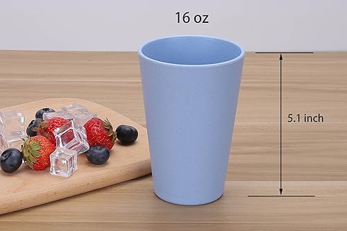 Miniatura 2 de LuckyZone Vasos irrompibles de paja de trigo Juego de 5 vasos reutilizables de 16 onzas para agua Vaso ligero para cocina al aire libre Aptos