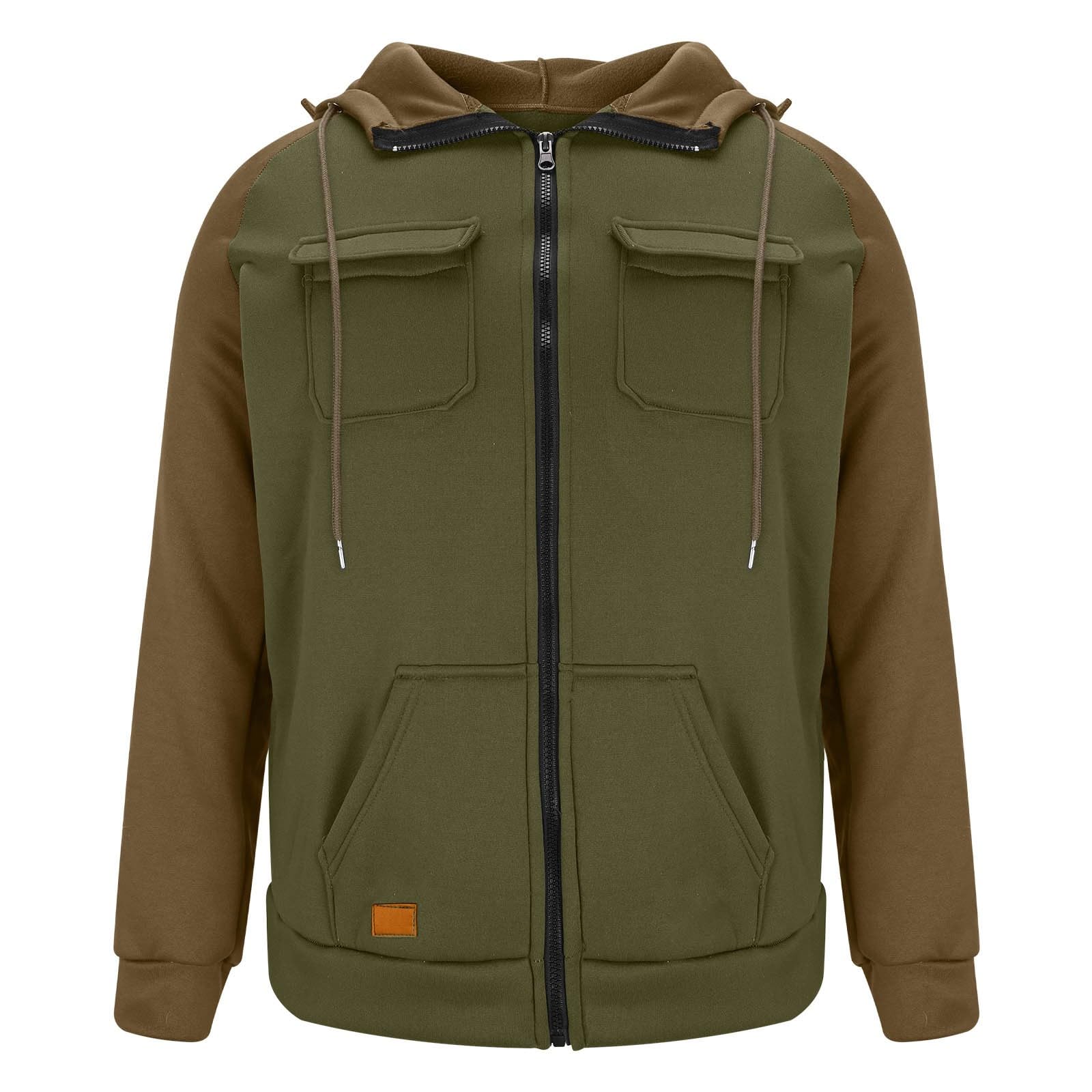 Sudadera Cremallera Hombre con Capucha Originales Costura Chaqueta Entretiempo Sudaderas de Trabajo Color Block Sweatshirt Sueltos Hoodie Moda Ropa Deportiva Fitness con Bolsillos Otoño e Invierno