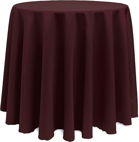 ULTIMATE TEXTILE Mantel redondo de lino de poliéster de 96 pulgadas, color rojo burdeos