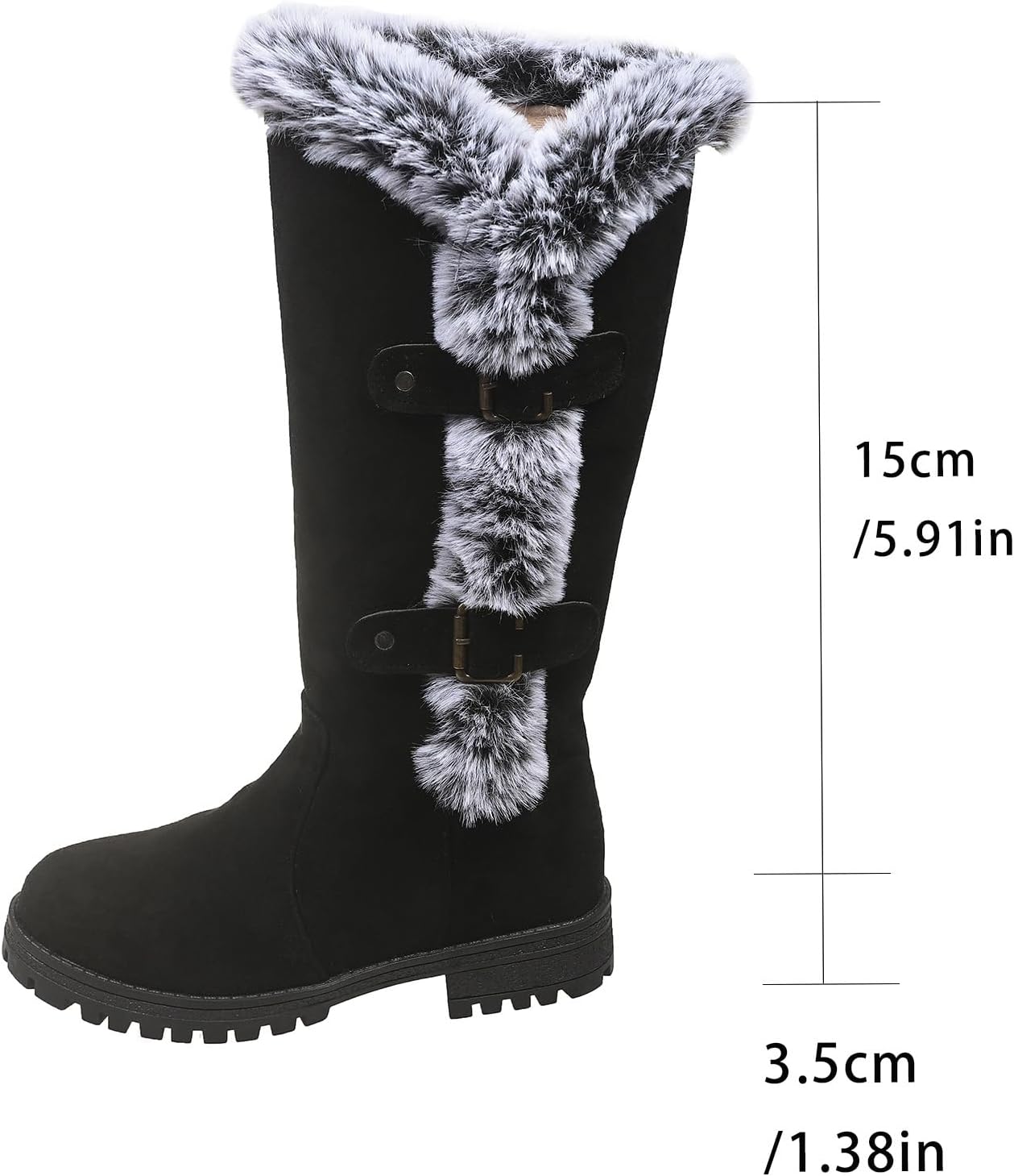 Women's Solid Color Snow Boots, Fashionable Slip-on Plush Lined Winter Boots, Comfortable Mid-calf Boots - Image 4