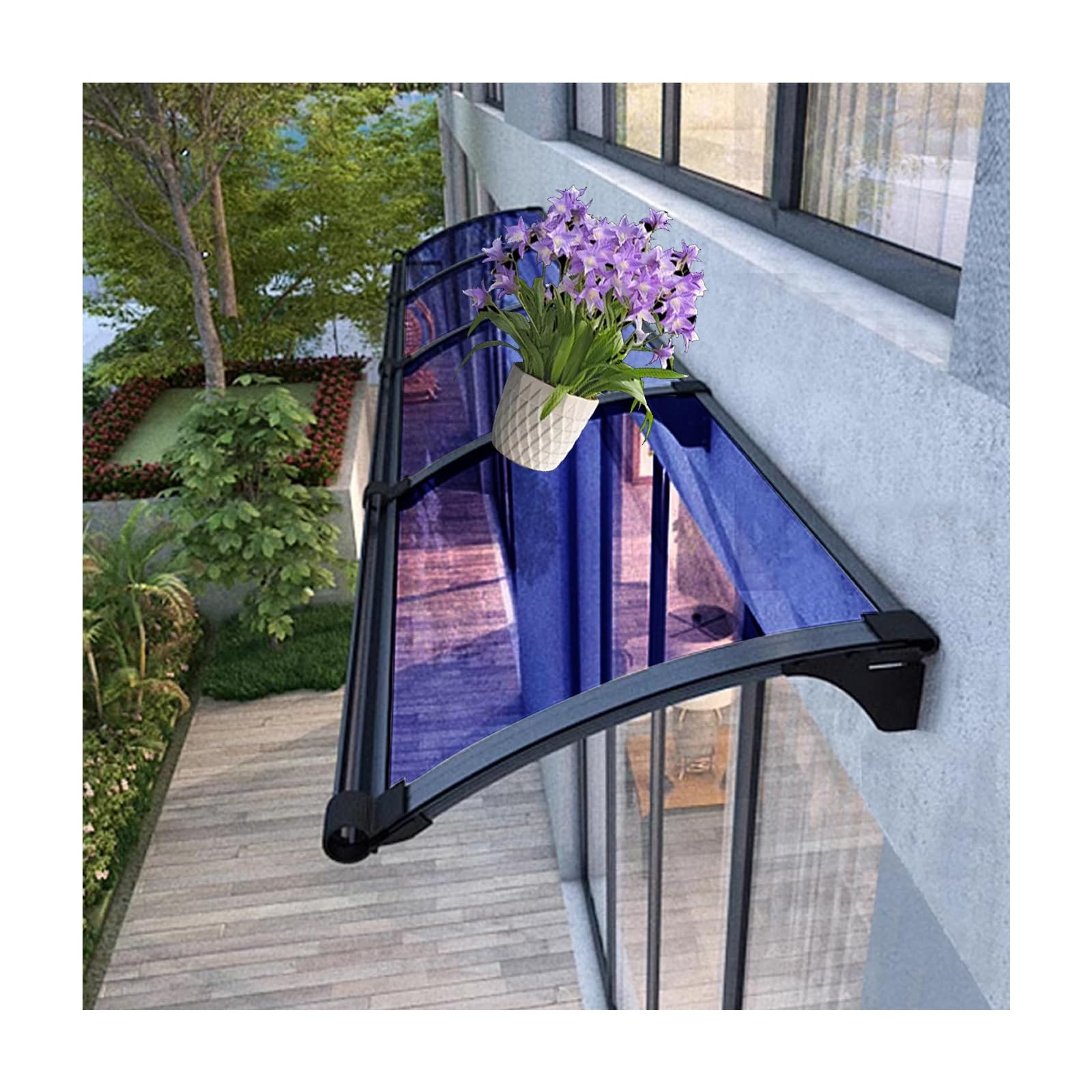 Toldo resistente al viento para ventanas con protección solar total y amortiguación de ruido de lluvia