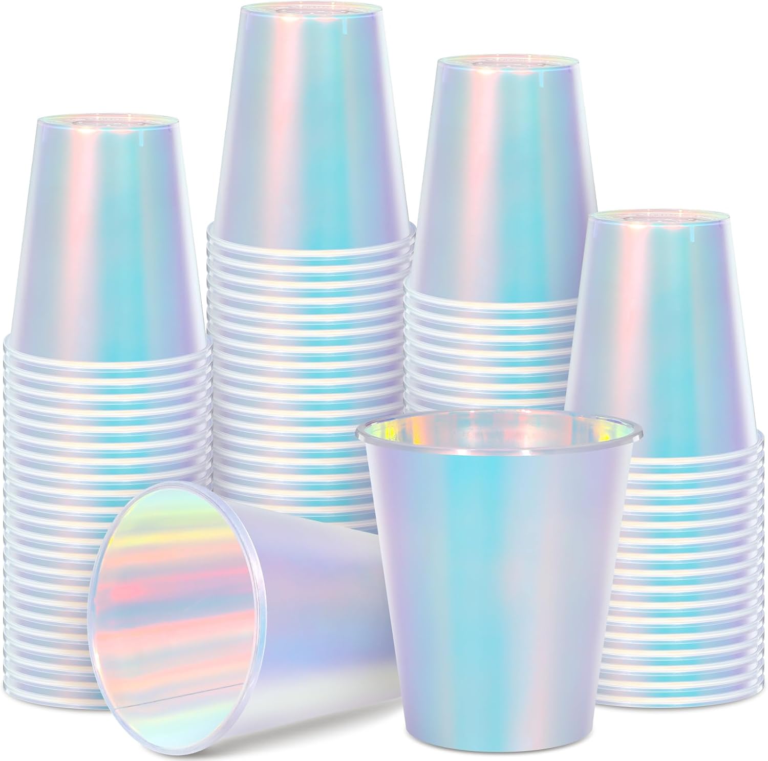 Jingmore 50 Pcs Frosted Iridescent Plastic Cups 16oz Disposable Bachelorette Party Cups Drinking Party Decorations Birthday Supplies Camping Indoor Outdoor Events Beverage