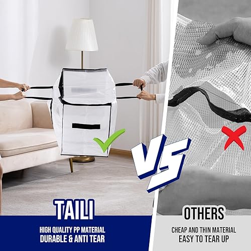 Miniatura 5 de TAILI Bolsas de mudanza extra grandes, paquete de 8 bolsas transparentes resistentes para almacenamiento, asas envolventes, bolsas de almacenamiento