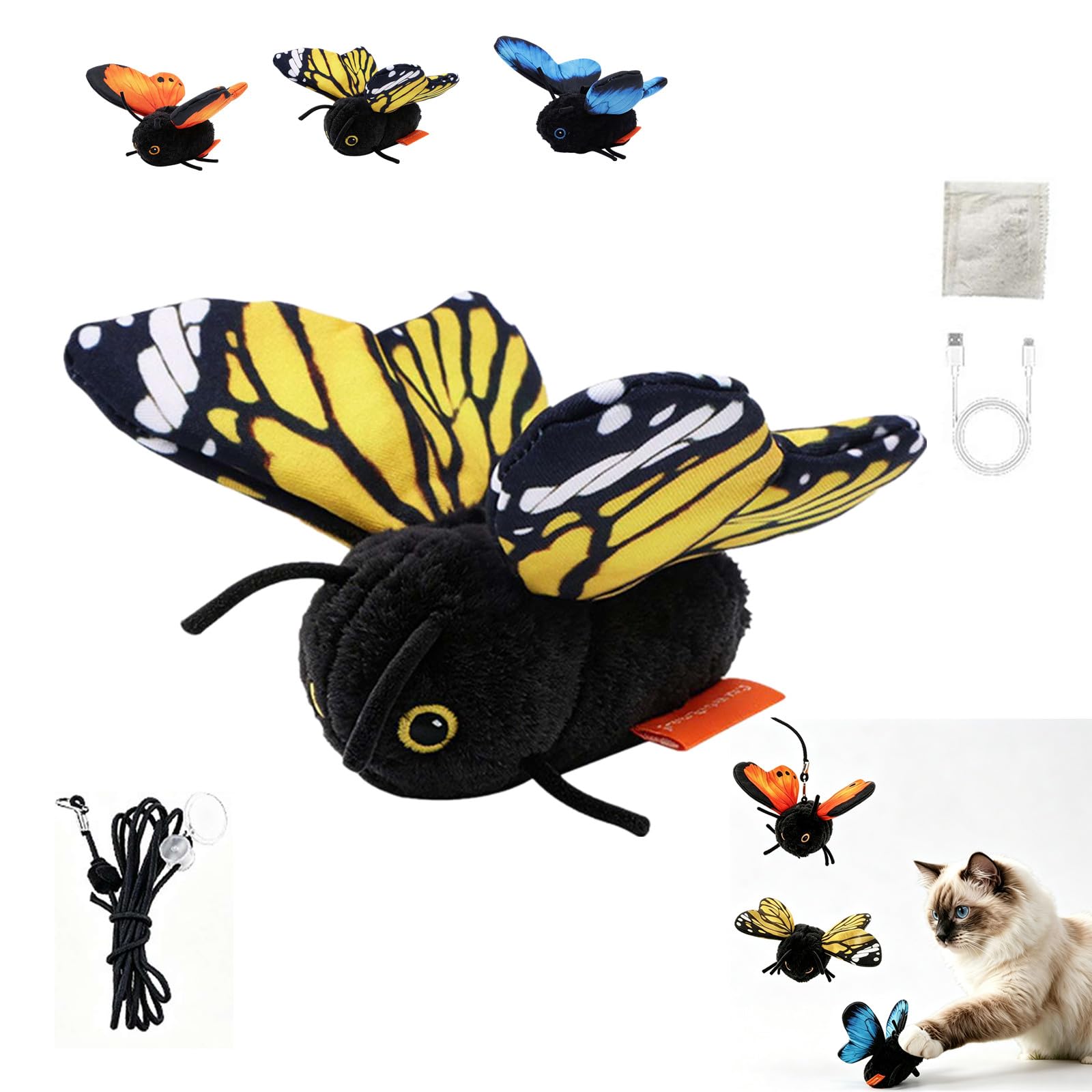 Smart Sensing Flapping Butterfly Toy Interactive Cat Teaser Toy