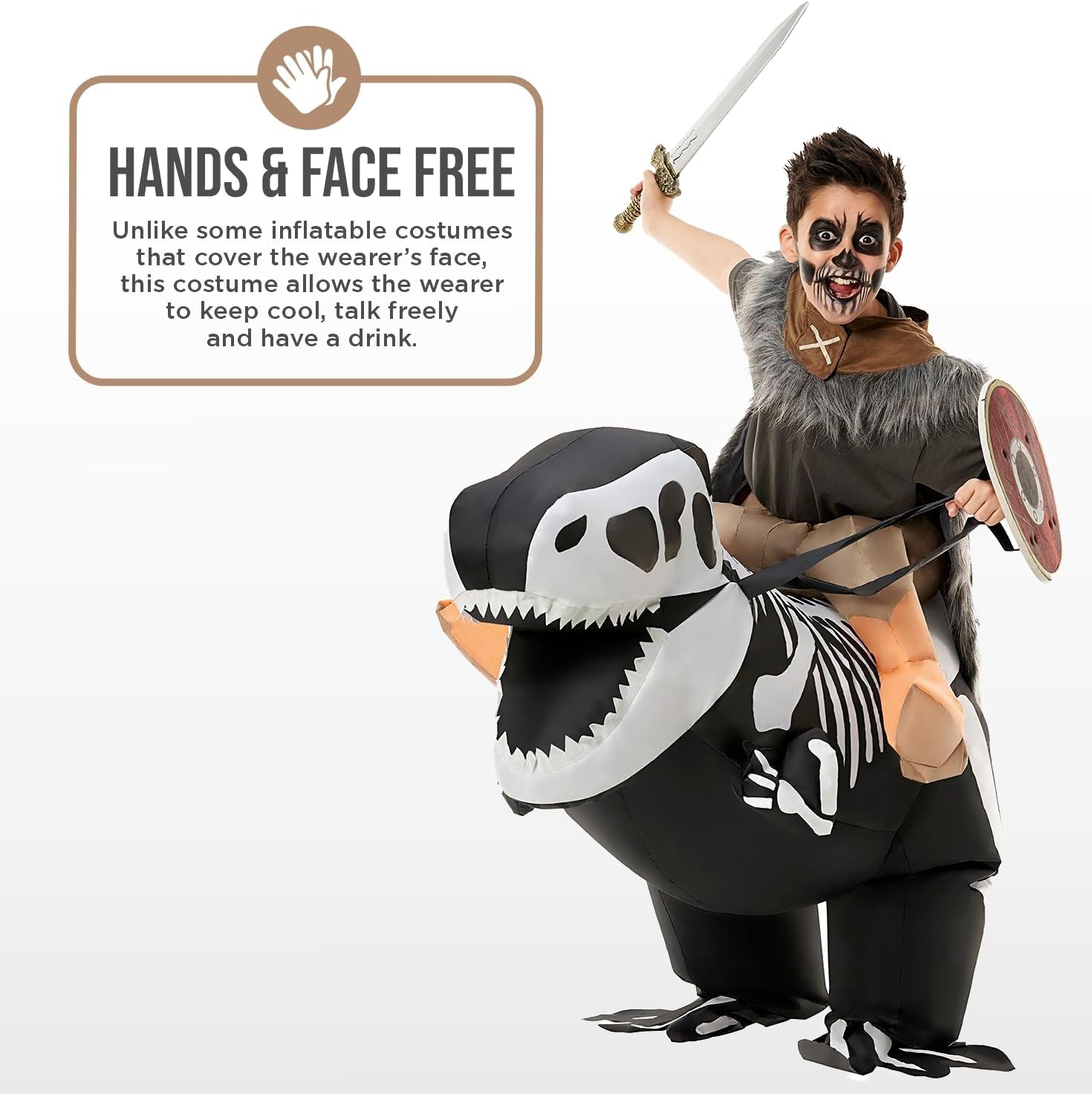 Morph Inflatable Skeleton Dinosaur Costume Kids, TRex Blow Up Skeleton Dinosaur Costume, Inflatable Dino Costume Kids