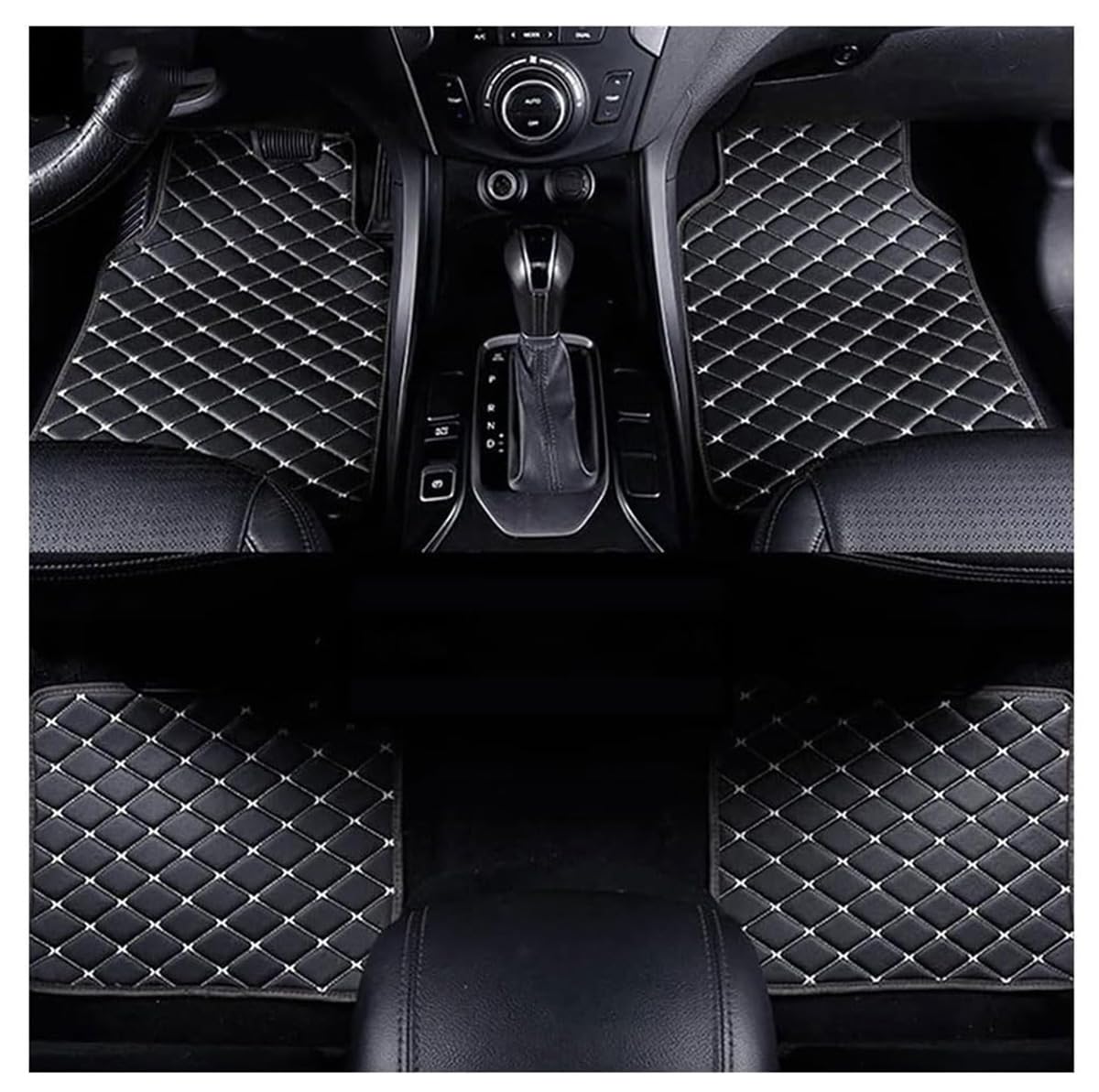 Oknghpliu A/Black-Beige Custom Lether Cr Floor Mt For Mserti Ghibli 2014 2015 2016 2017 2018 4Wd, Utomotive Crpet Front Rer Row Liner Wterproof Nonslip Interior Ccessories,