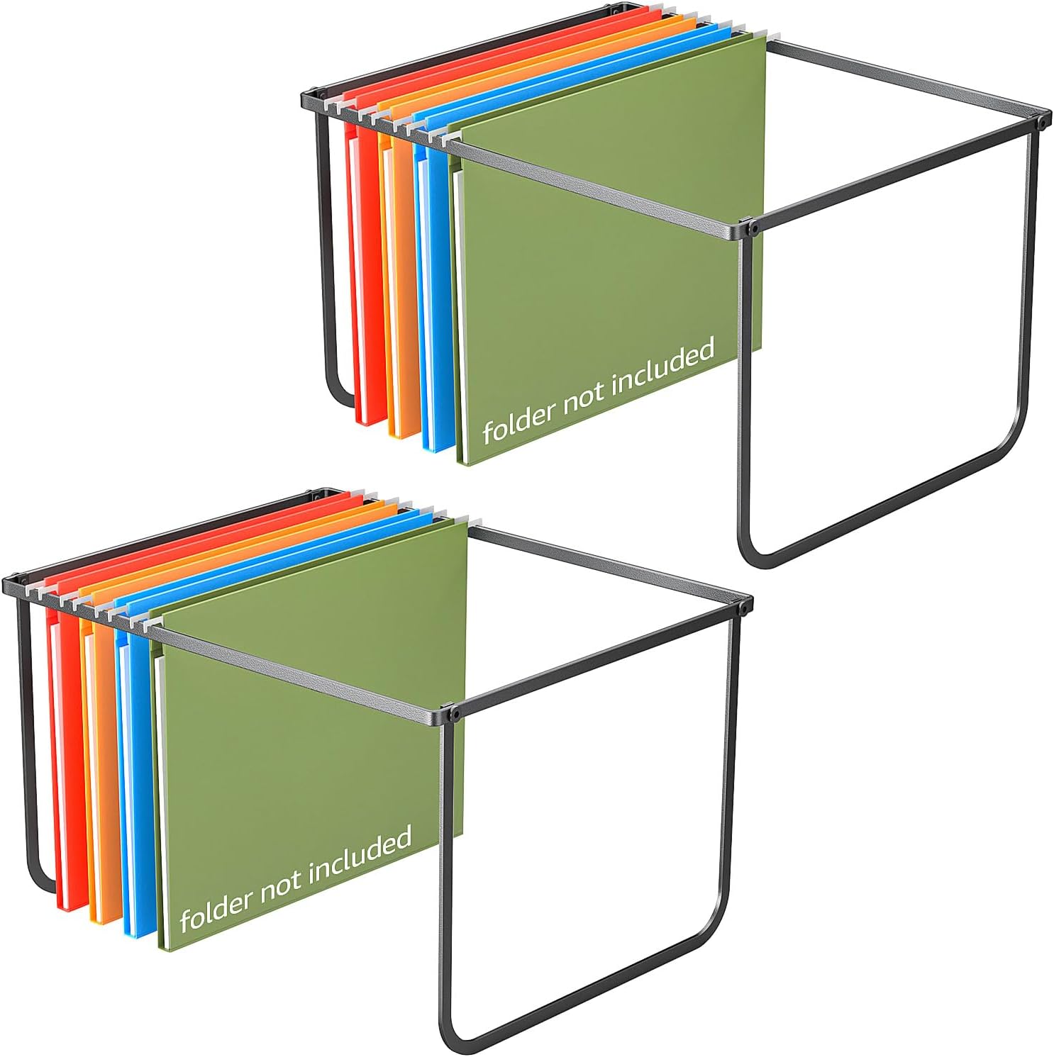 2 Packs Legal/Letter Size Hanging File Folder Frame, Desk Organizer Destop Files Frame, Hanging Folder Holder/Rack for Filing Cabinet File Drawer, 14.5"D x 11.8"W x 9.2"H , Black