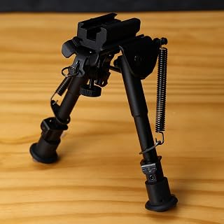 Tactical Rifle Bipod 6-9 Inch Adjustable Height with Spring Return, Picatinny Rail Compatible, Black Air Craft Aluminum