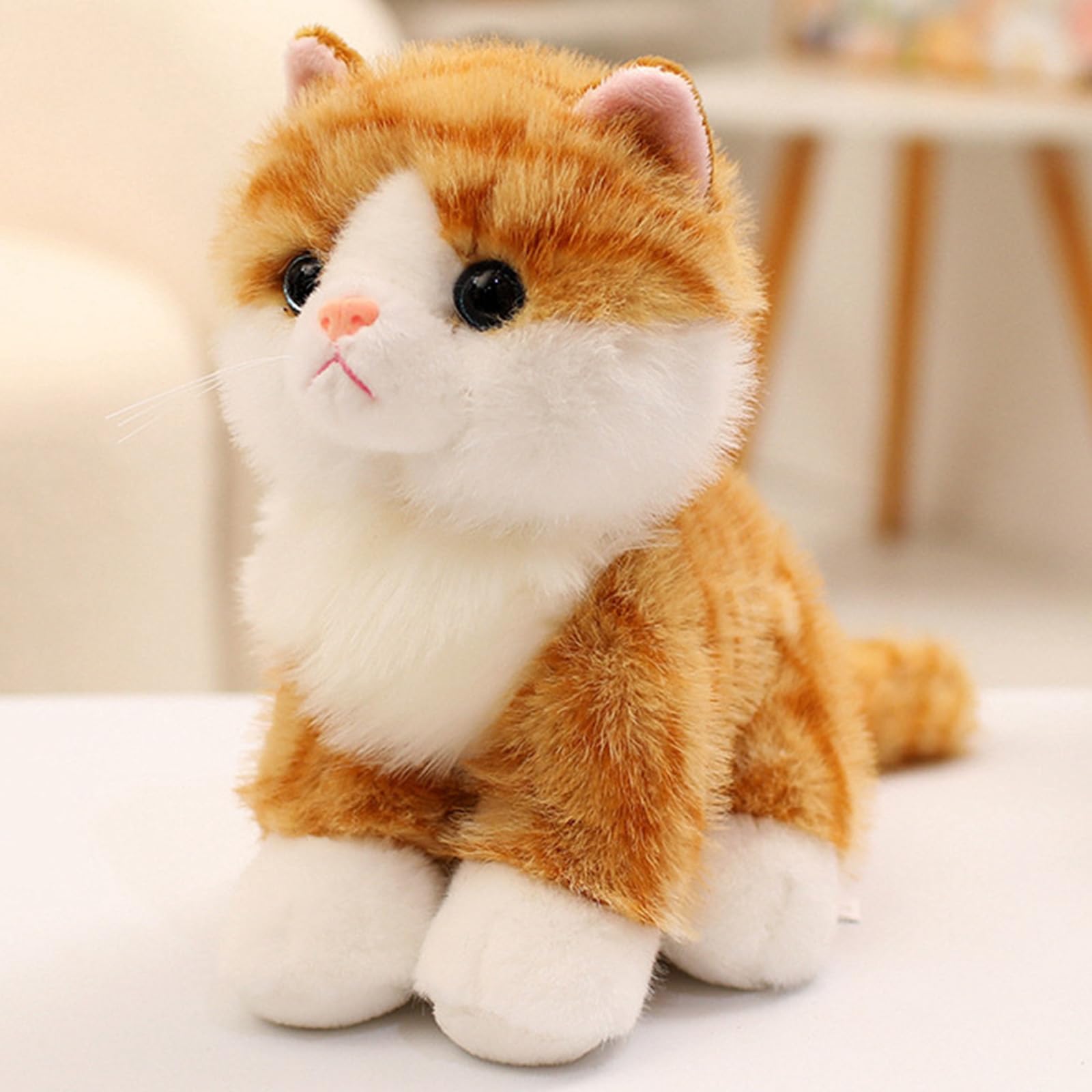 JORCEDI Cat Teddy Plush, 20cm/7.87inch Small Fluffy Soft Toy (Ginger cat)