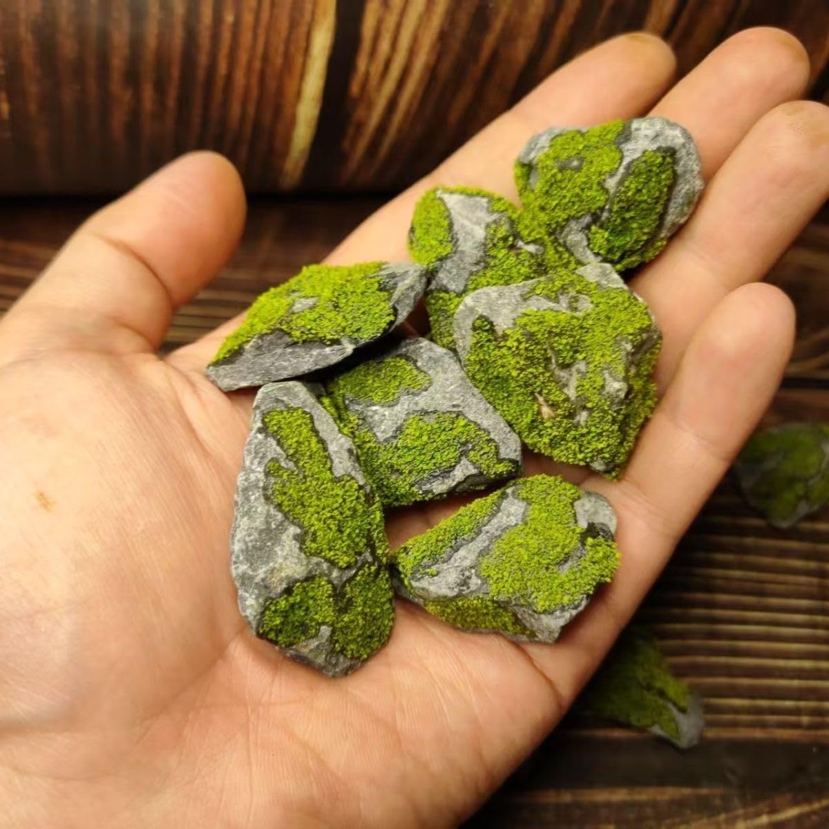 Piedra Cubierta de Musgo para Acuario, decoración de Paisaje de pecera, Musgo Verde, 0,39-0,78 Pulgadas, 8 Piezas, Piedra de Paisaje de decoración de Plantas Hecha a Mano