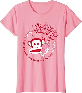 Paul Frank Red Julius Monkey Shaking Things Up Milkshake T-Shirt