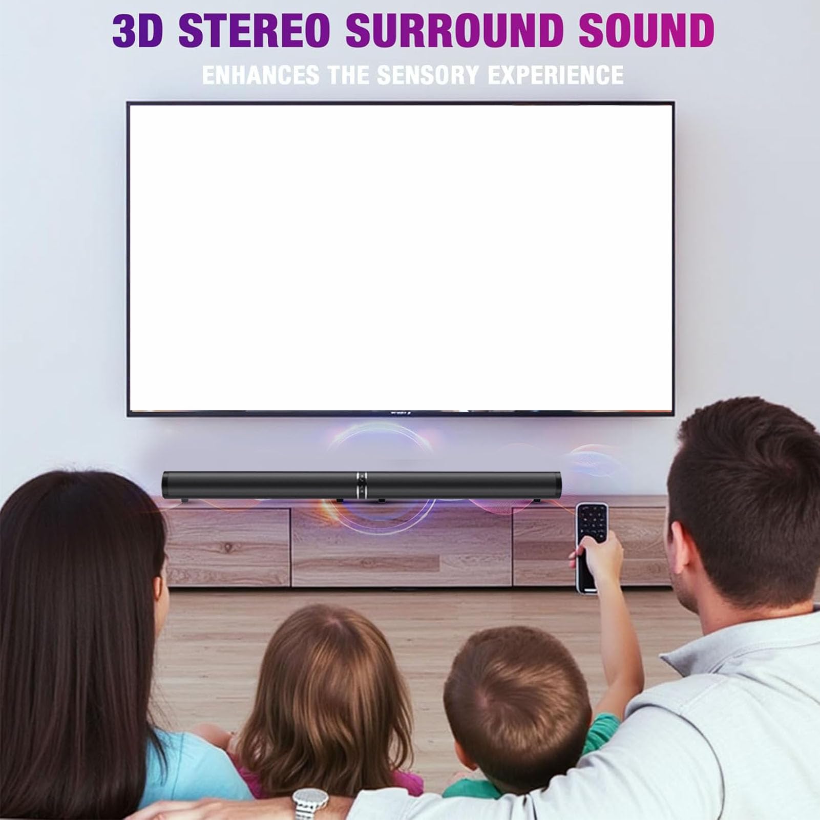 Fockety Soundbar, Odłączany Głośnik Domowy 2 w 1 Zestaw Kina Domowego z Dźwiękiem Przestrzennym Głośnik Kina Domowego do Projektorów Telewizyjnych i Komputerowych (wtyczka UE)