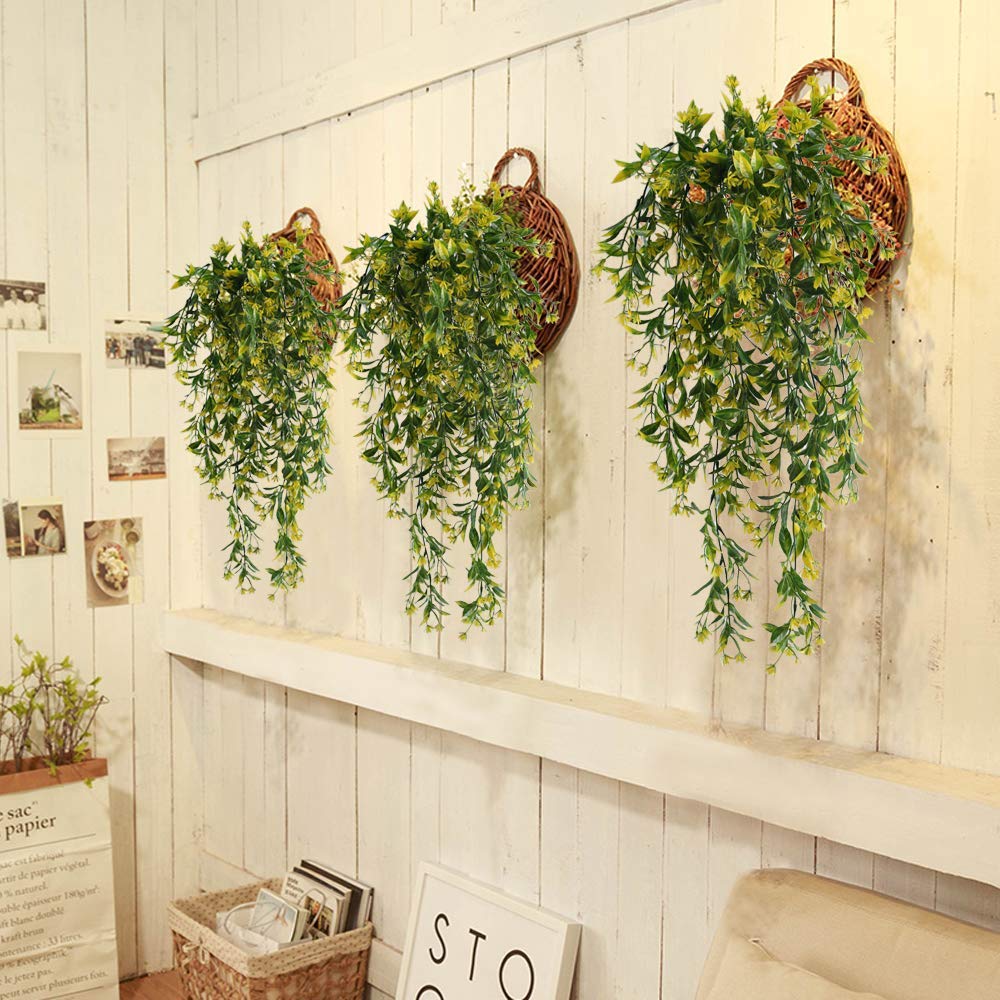 Amazon.de: JustYit 2 Stck Efeu Knstlich Knstliche Ivy Knstliche  Hngepflanzen Efeu Hngend Girlande Geflschte Hngende Reben Anlage fr  Hausgarten Wanddekoration Hochzeit Garten Wand Dekoration (Gelb)