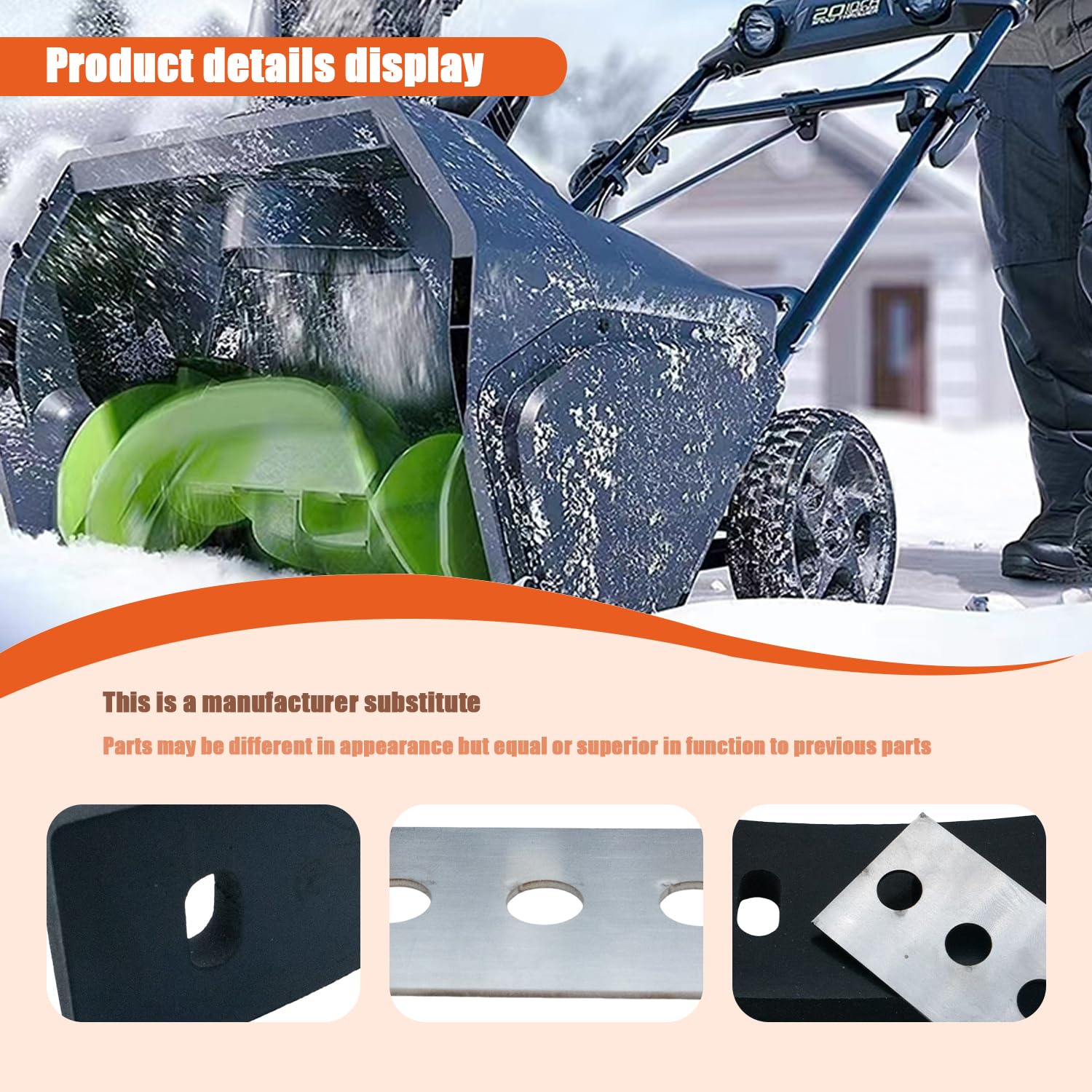 Kits de goma de modificación de impulsor de soplador de nieve, 3/8 pulgadas, 3 cuchillas, acero inoxidable, universal para modificar máquina de 2 etapas (juego de 3)