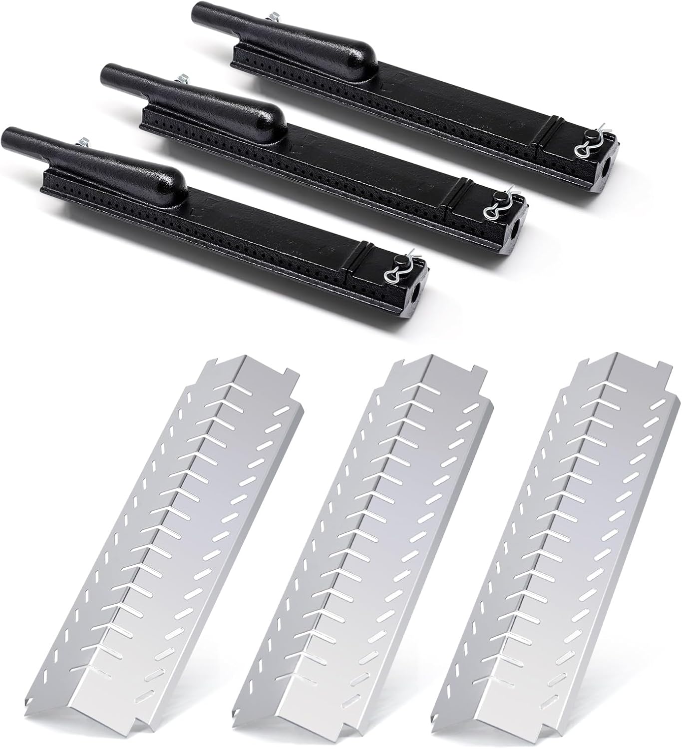 Adviace Grill Replacement Parts for Charbroil 463240904 463251605 463251505, Grill Burner & & Heat Shield for Char-Broil, Replacement Parts for Front Avenue Grill