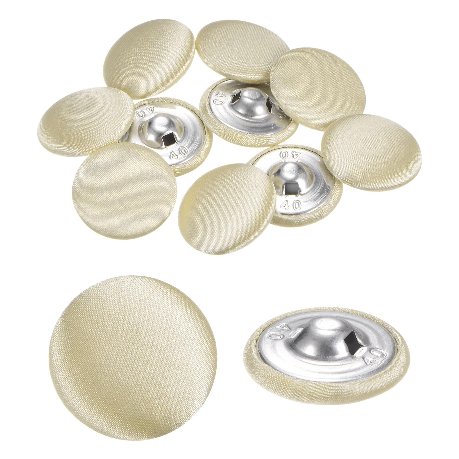 sourcing map 10pcs Fabric Cloth Buttons 1" Round Sewing Button with Shank Fabric Covered Buttons for Jacket Coat Shirt Suits Bridal, Light Yellow