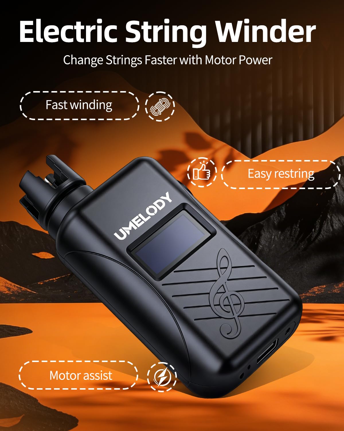 Afinador automático de guitarra 3 en 1 con metrónomo y bobinador de cuerdas, herramienta digital inteligente de afinación cromática para guitarra acústica y eléctrica, afinador de ukelele para