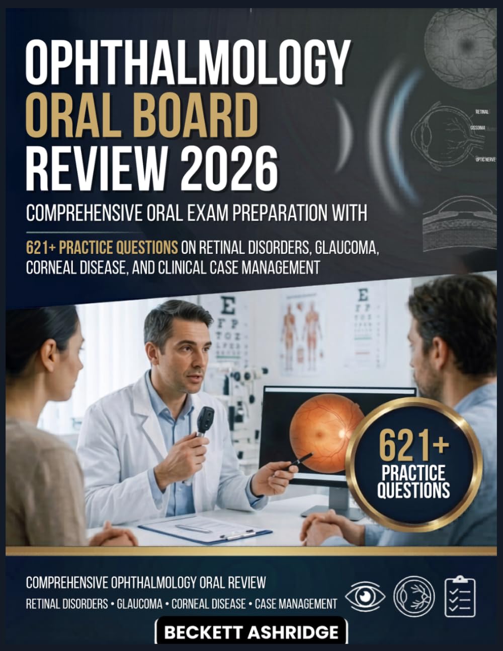 OPHTHALMOLOGY ORAL BOARD REVIEW 2026: Comprehensive oral exam preparation with 621+ practice questions on retinal disorders, glaucoma, corneal disease, and clinical case management