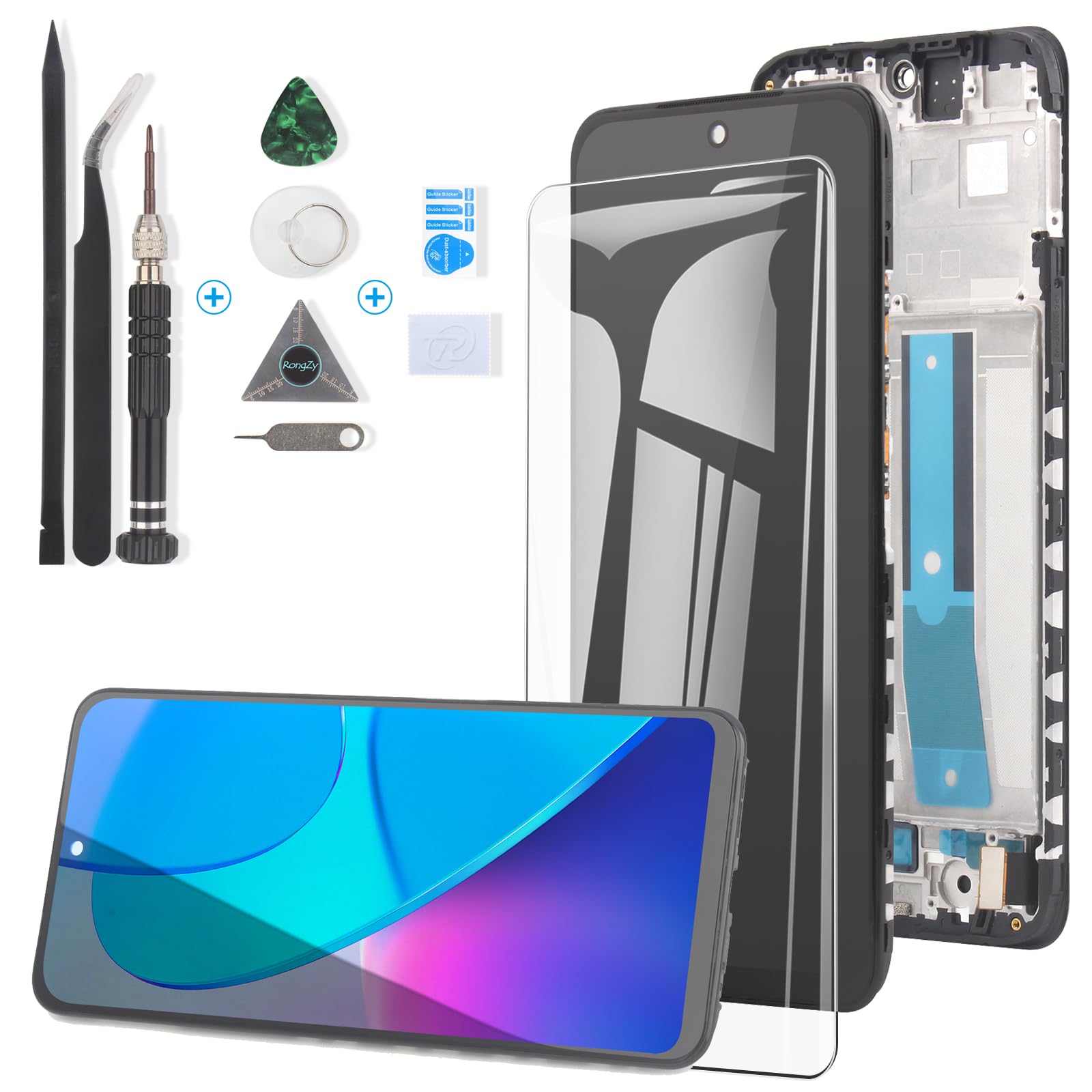 RongZy para Xiaomi Redmi Note 11/2201117TG/2201117TI/2201117TY/2201117TL LCD+Pantalla Táctil Digitalizador Asamblea Reemplazo +Reparación Herramientas(Negro)