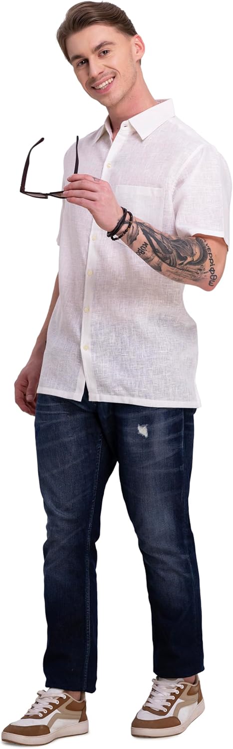 HAPPY BAY Mens Short Sleeve Button Down Solid Shirts Casual Vacation Camp Collared Shirt Tops Summer Beach Shirts for Men