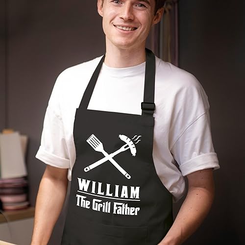 Miniatura 9 de Custom Apron for Men, Personalized Chef Gift, Father’s Day Present, BBQ & Grilling Gift for Dad, Kitchen Cooking Apron, Delantales para Hombre