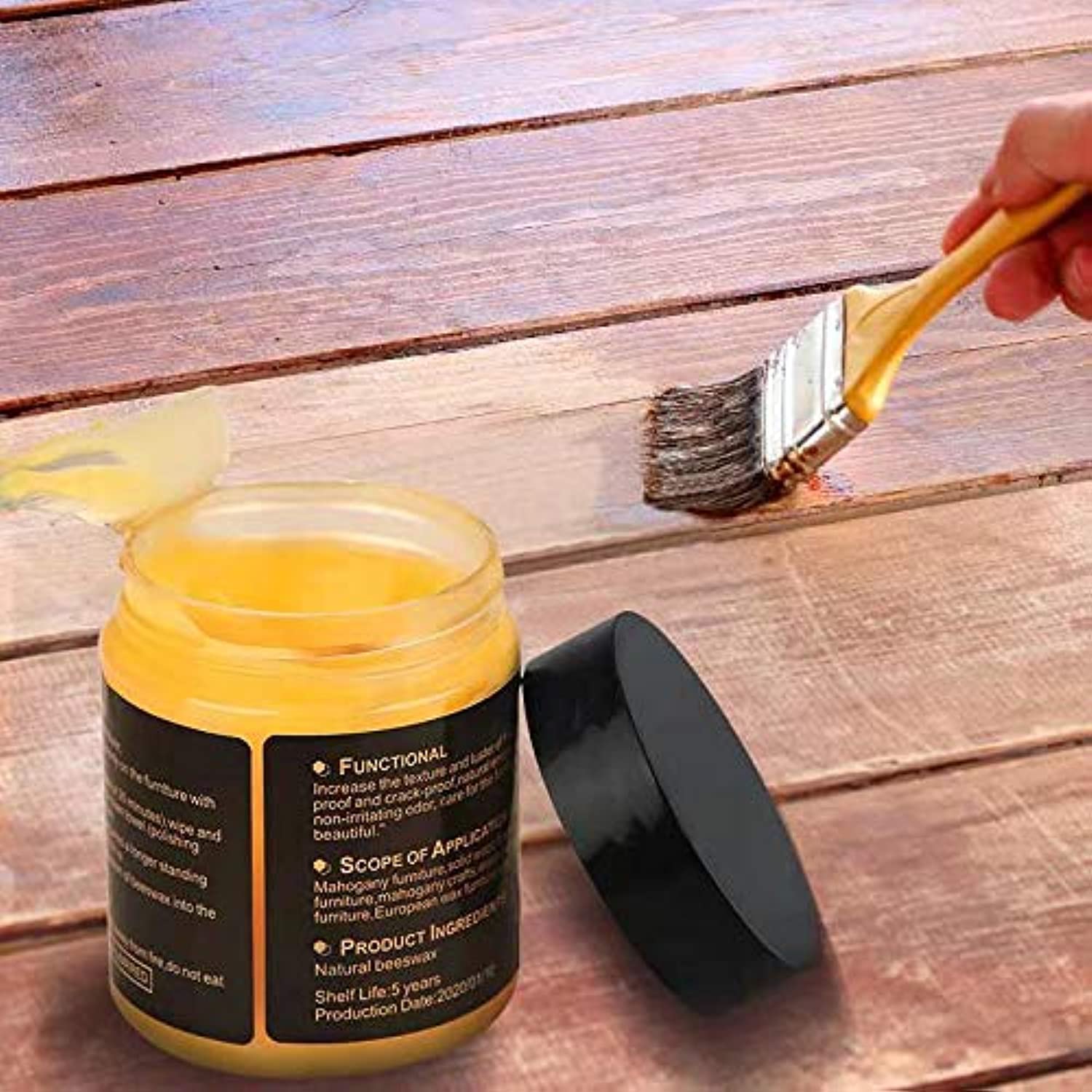 Natural Wood Seasoning Beewax for Furniture,85g*1PCS,Traditional Beeswax for Wood,Multipurepose Wood Wax Beautifies and Protects Dry Wood,Tables,Floor,Door,Cabinets,bamboo.