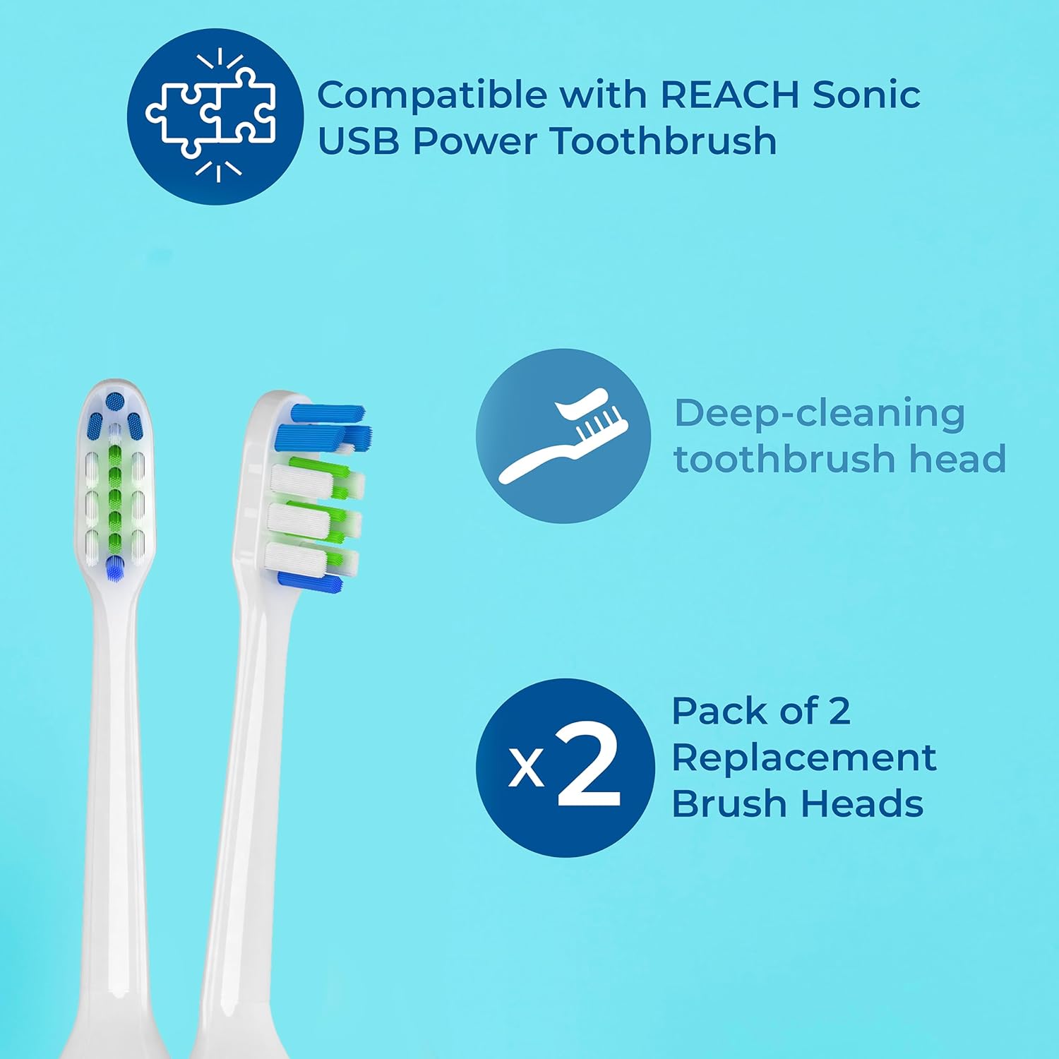 Reach Sonic USB Electric Toothbrush, Soft, Includes Toothbrush Handle, Brush Head, Toothbrush Cap, Travel Case and Toothbrush Stand