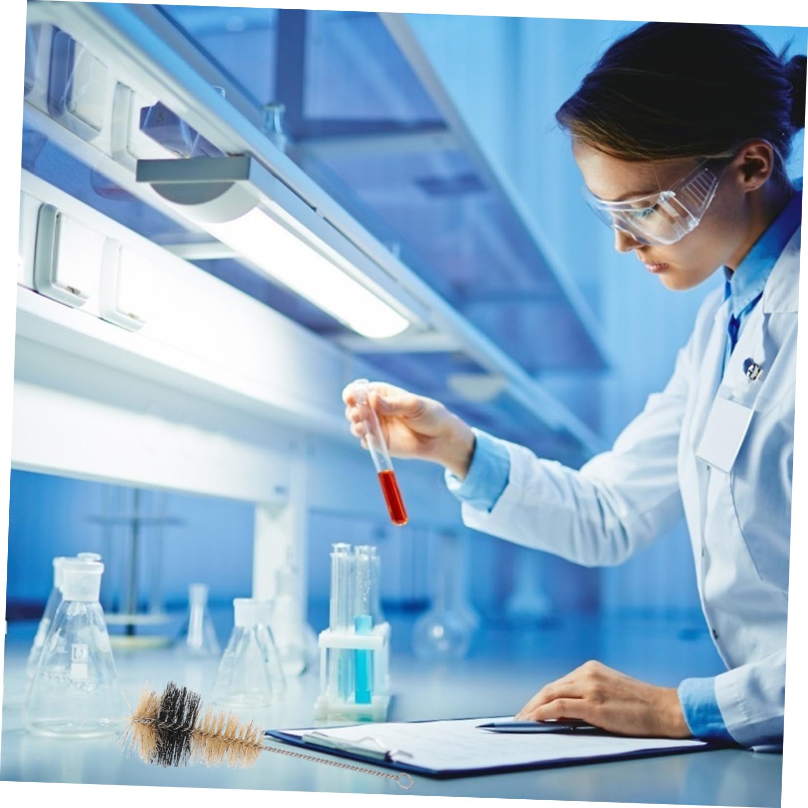 VILLFUL 10pcs Flask Brush Test Tube Brush Bristles Laboratory Flask Water Bottle Flask Cleaner Brush Bottle Cleaning Brush Flask Washer Brush Flasks Milk Hose Brush Bottle Brush Pig Hair