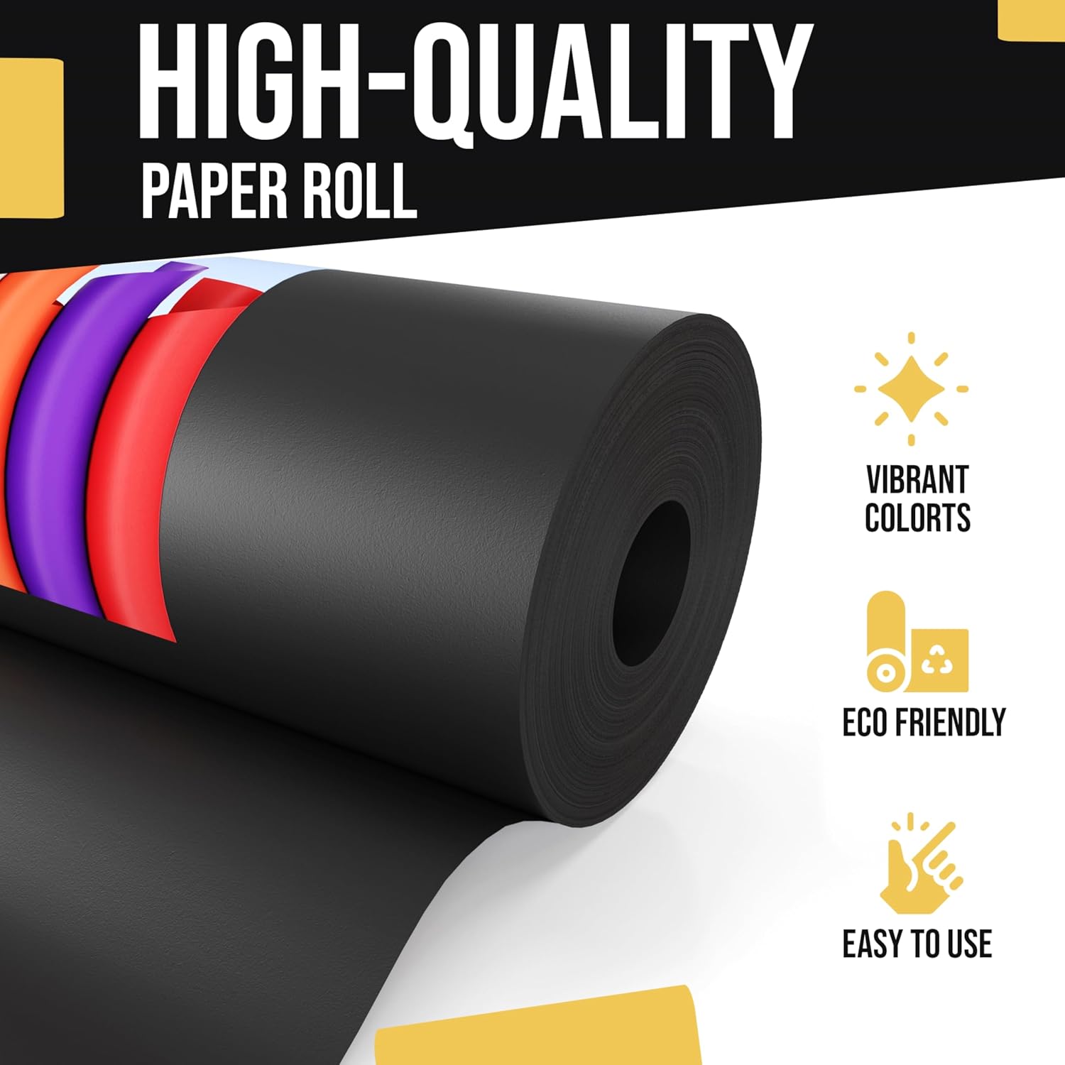 Crown Display Black Kraft Paper Roll - 36" X 1320" (110' Ft) - Colored Paper Roll - Kraft Wrapping Paper - Shipping & Packing Paper - Craft Supplies