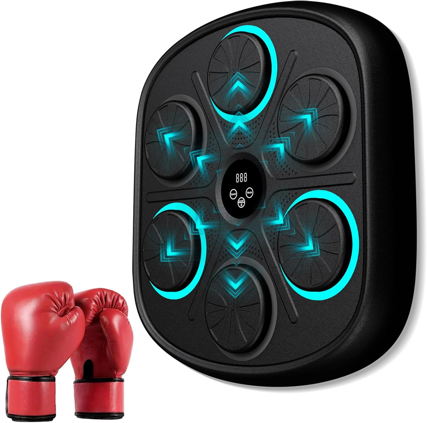 2025 New Model Smart Music Boxing Machine for Adults and Kids, Training Machine with LED Electronic Wall Mounted, Home Indoor Workout Equipment with Premium Boxing Gloves Black 03