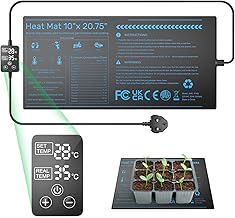 Heat Mat for Plants 52 x 25cm, 30W Seedling Heat Mat with Thermostat 0-50℃ & LCD Display, IP67 Waterproof for Seedling Germination, Hydroponic Plant, Greenhouse Incubation and Reptile Indoor