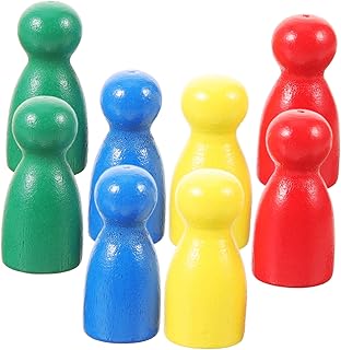 BESTonZON 40pcs Wooden Chess Pieces Human Shape Game Tokens for Board Game Accessories Chess Checkers Pawns Random Color
