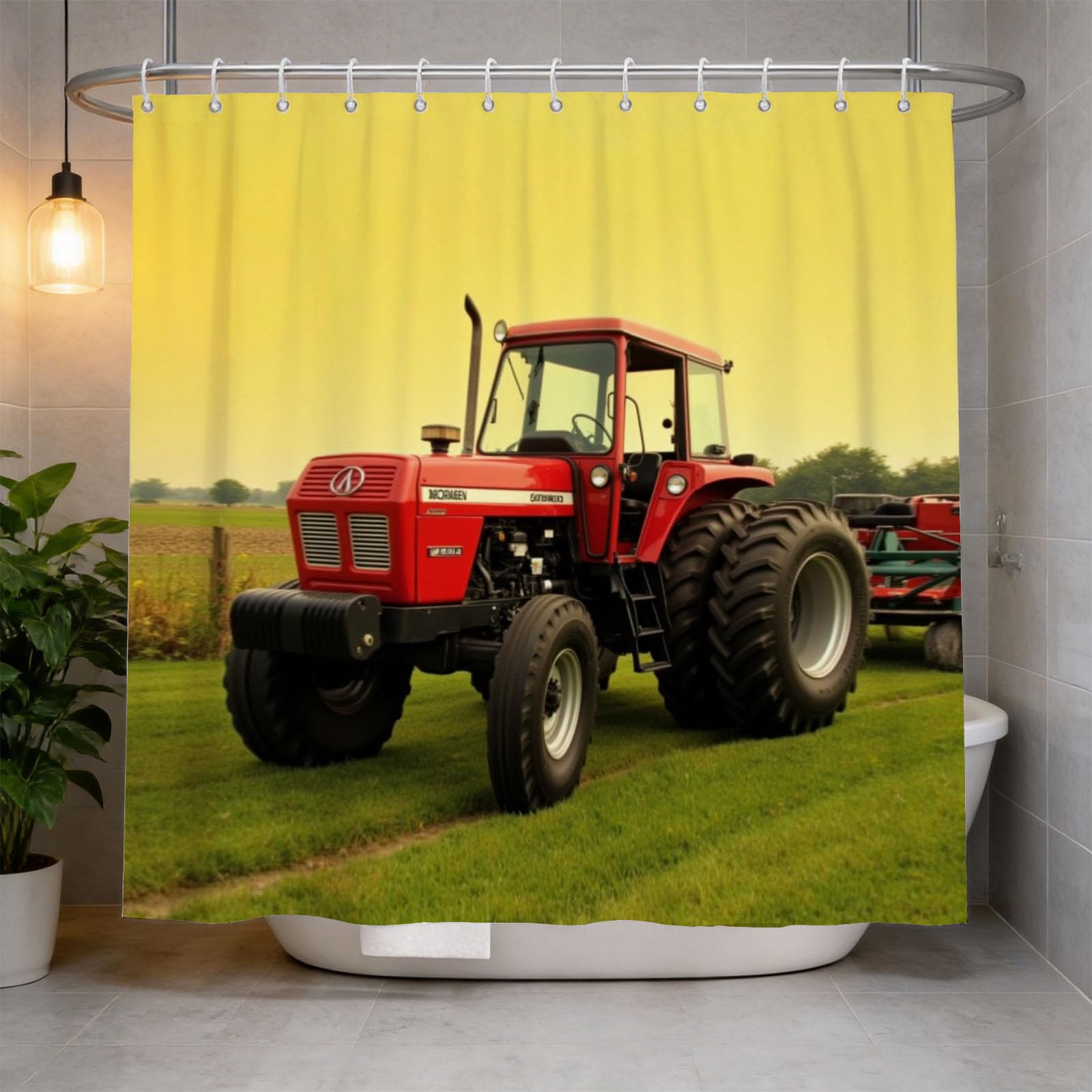 Hongduo 3D Tractors Shower Curtain for Stalls Bathtubs Farm Bathroom Decor Shower Curtain Set Polyester Fabric Waterproof 180x180cm/71X71 Inch with Hooks