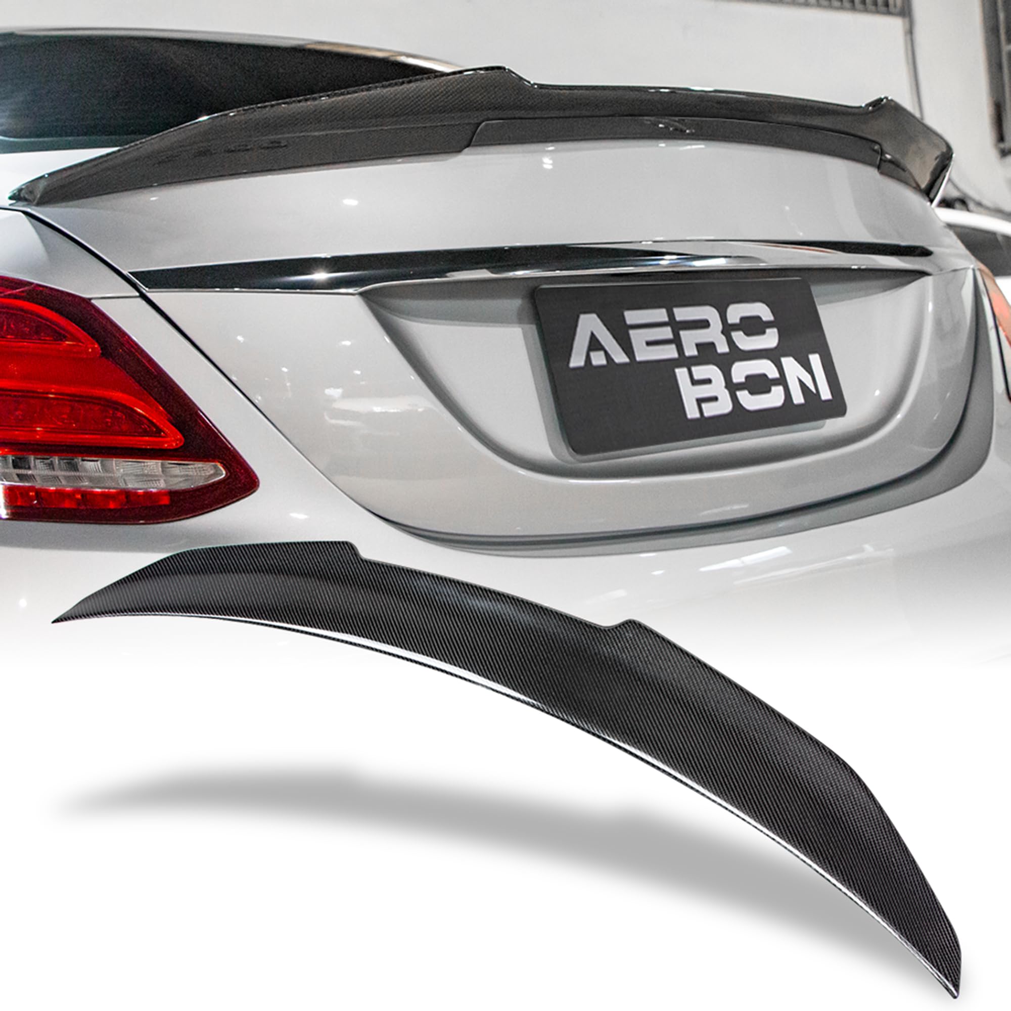 AeroBon Real Carbon Fiber Trunk Spoiler Compatible with 2017-2023 Mercedes E Class W213 Sedan Spoiler (H Style)