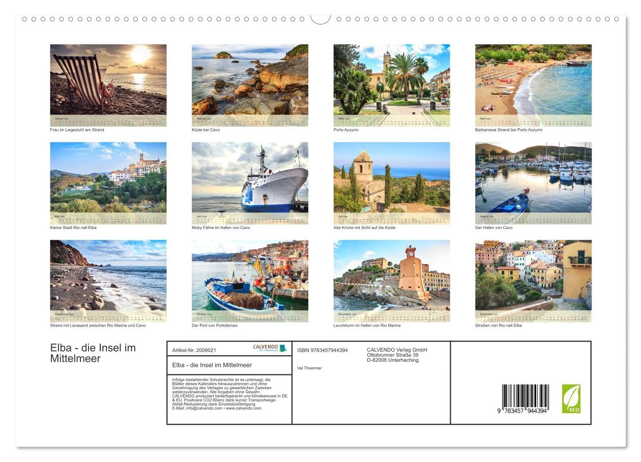 Elba - die Insel im Mittelmeer (hochwertiger Premium Wandkalender 2026 DIN A2 quer), Kunstdruck in Hochglanz: Insel Elba - die Perle im kristallklaren Wasser (CALVENDO Orte)