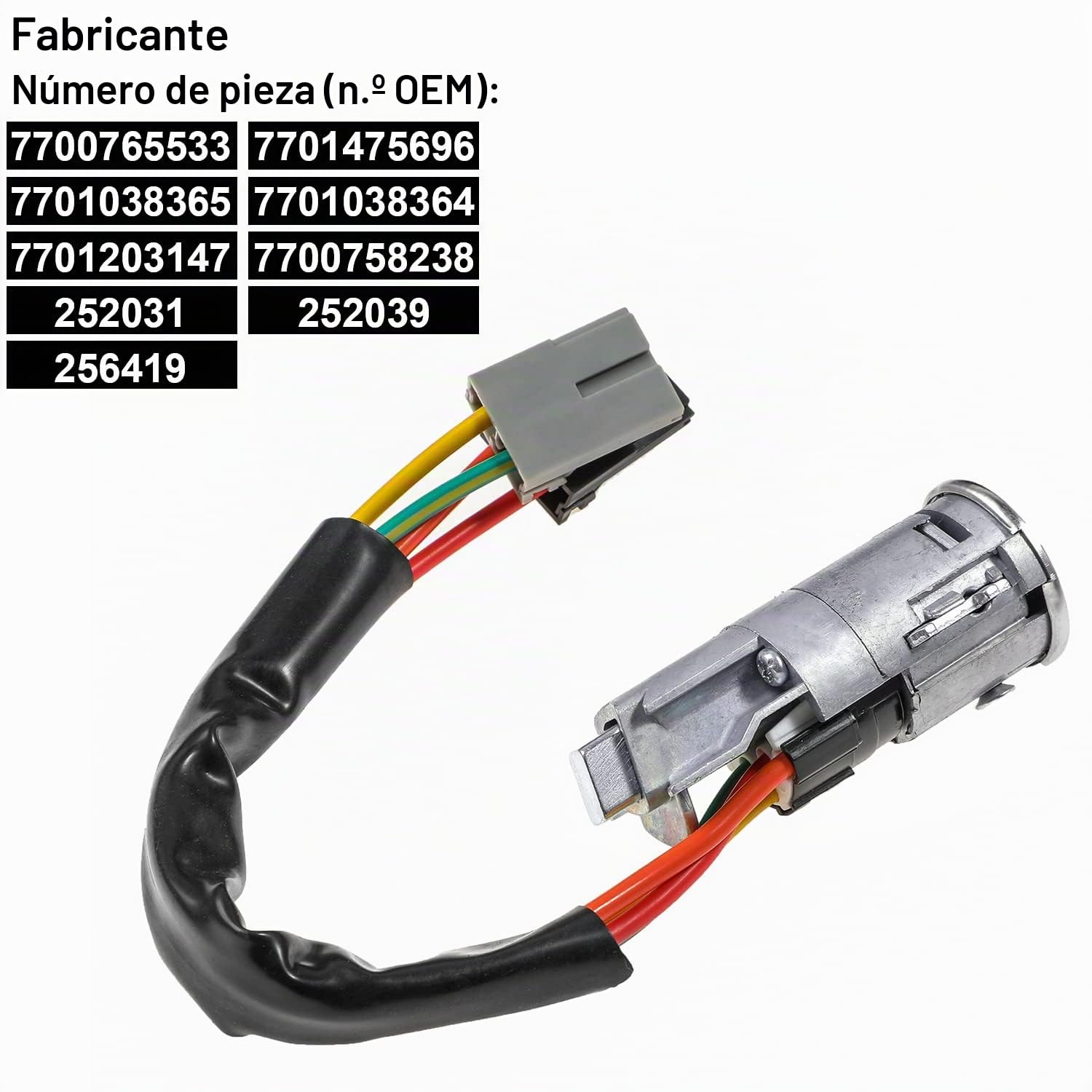 YAOPEI Cerradura de encendido Barril y llaves para Nissan Primastar Interstar Opel Vivaro Renault Trafic 7700765533 7701038365