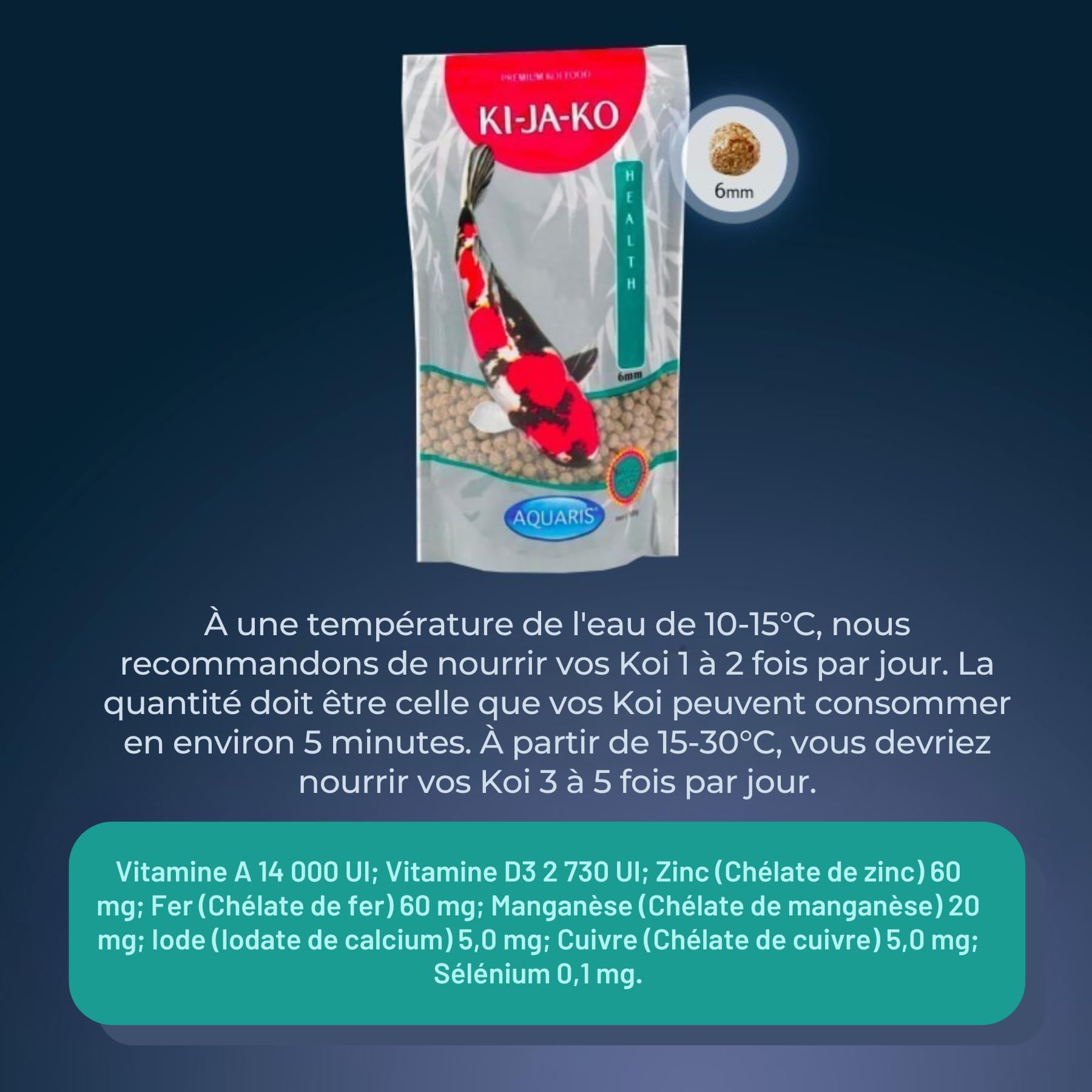 Health Koi Nourriture pour poissons koï 3 kg / 6 mm. Granulés pour une bonne digestion des poissons koï avec Actigen pour soutenir le système immunitaire et Forplus (algues riches en oméga-3)
