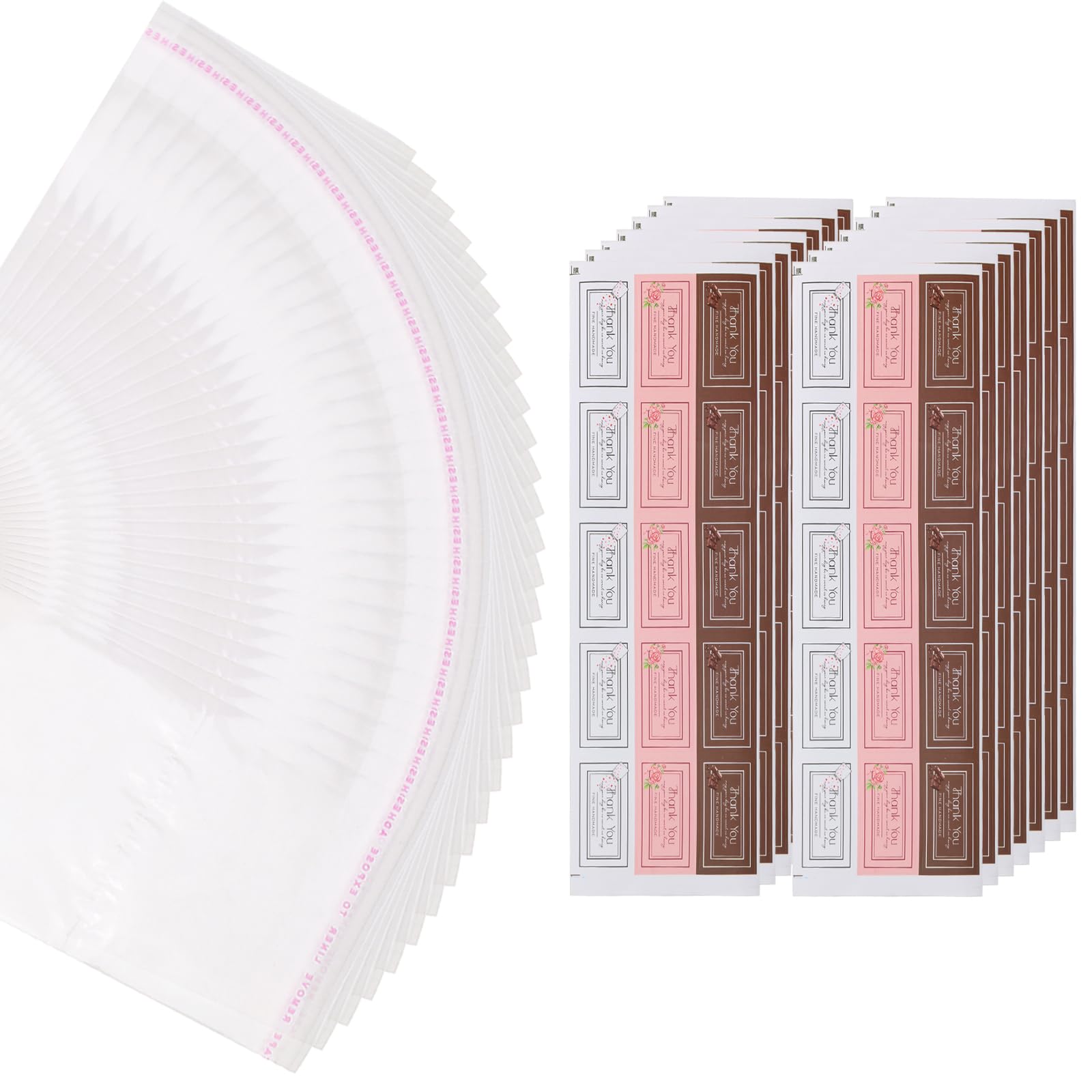 Yitexin 200 Pcs Chocolate Bar Wrappers 2.7" x 6.6", Self Sealing Candy Bar Wrappers with 210 Thank You Stickers, Clear Plastic Cellophane Treat Bags Packing for Party Favor Cookies Snack (Clear)